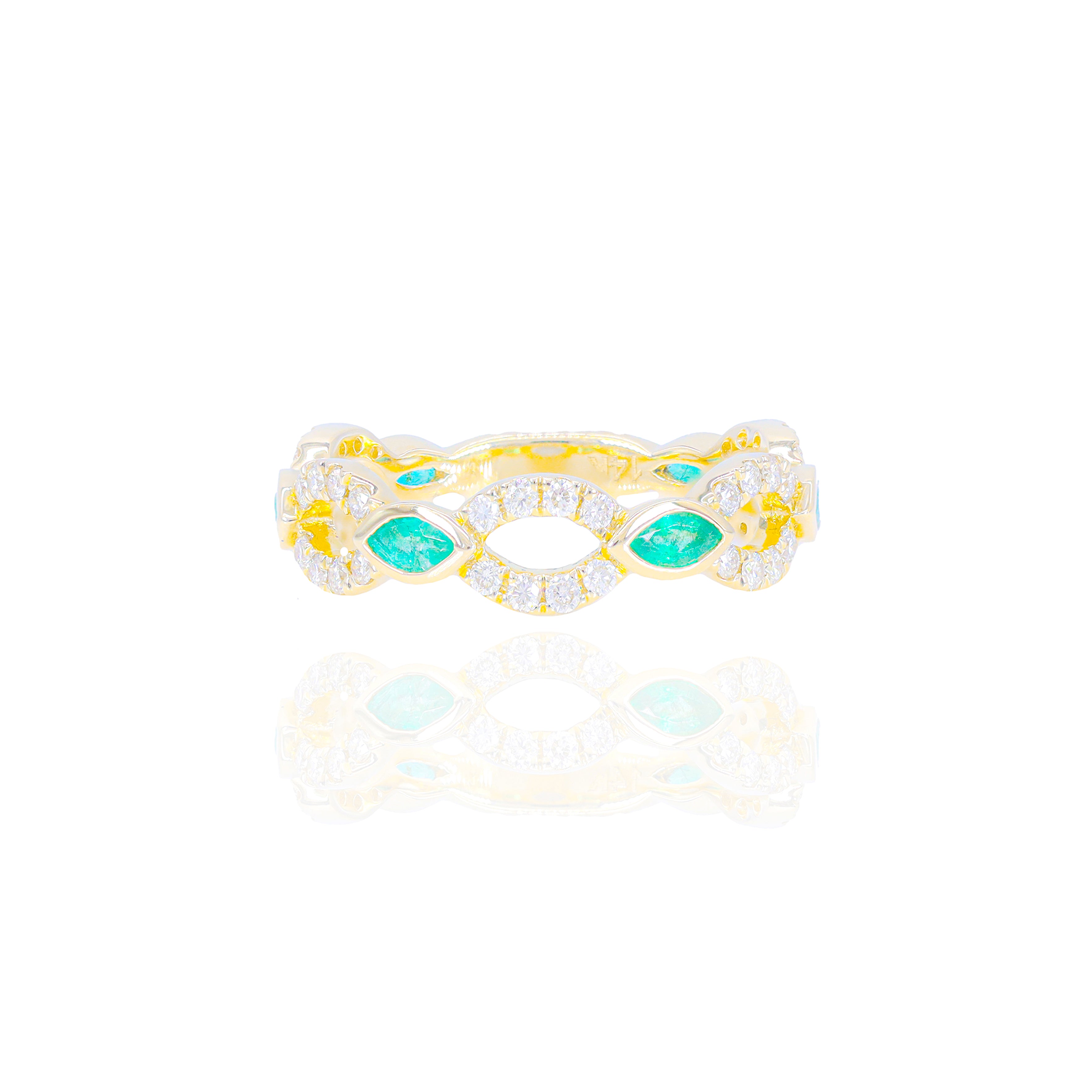 Interlocking Diamond Ring with Gemstones