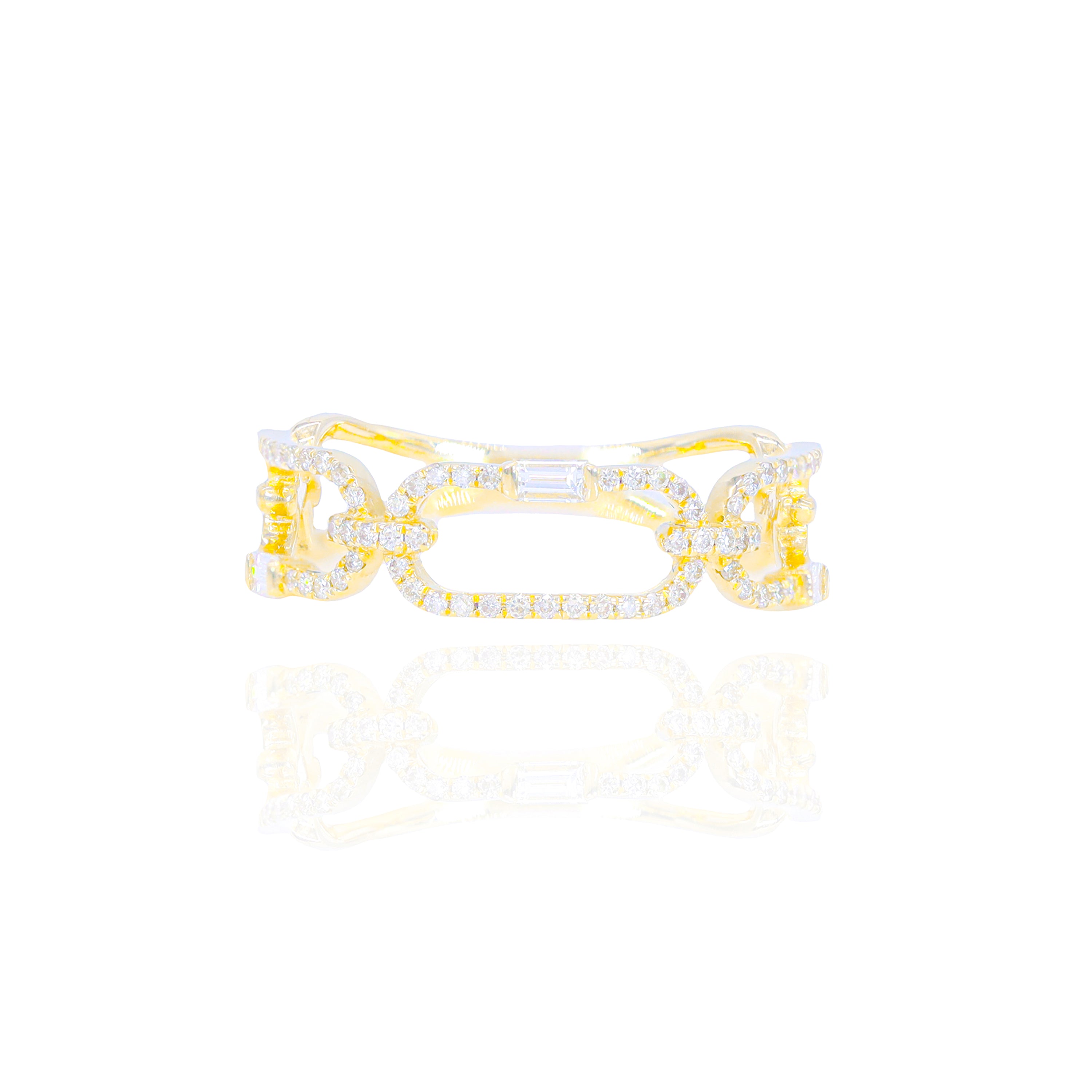 Baguette Chain Link Style Diamond Ring