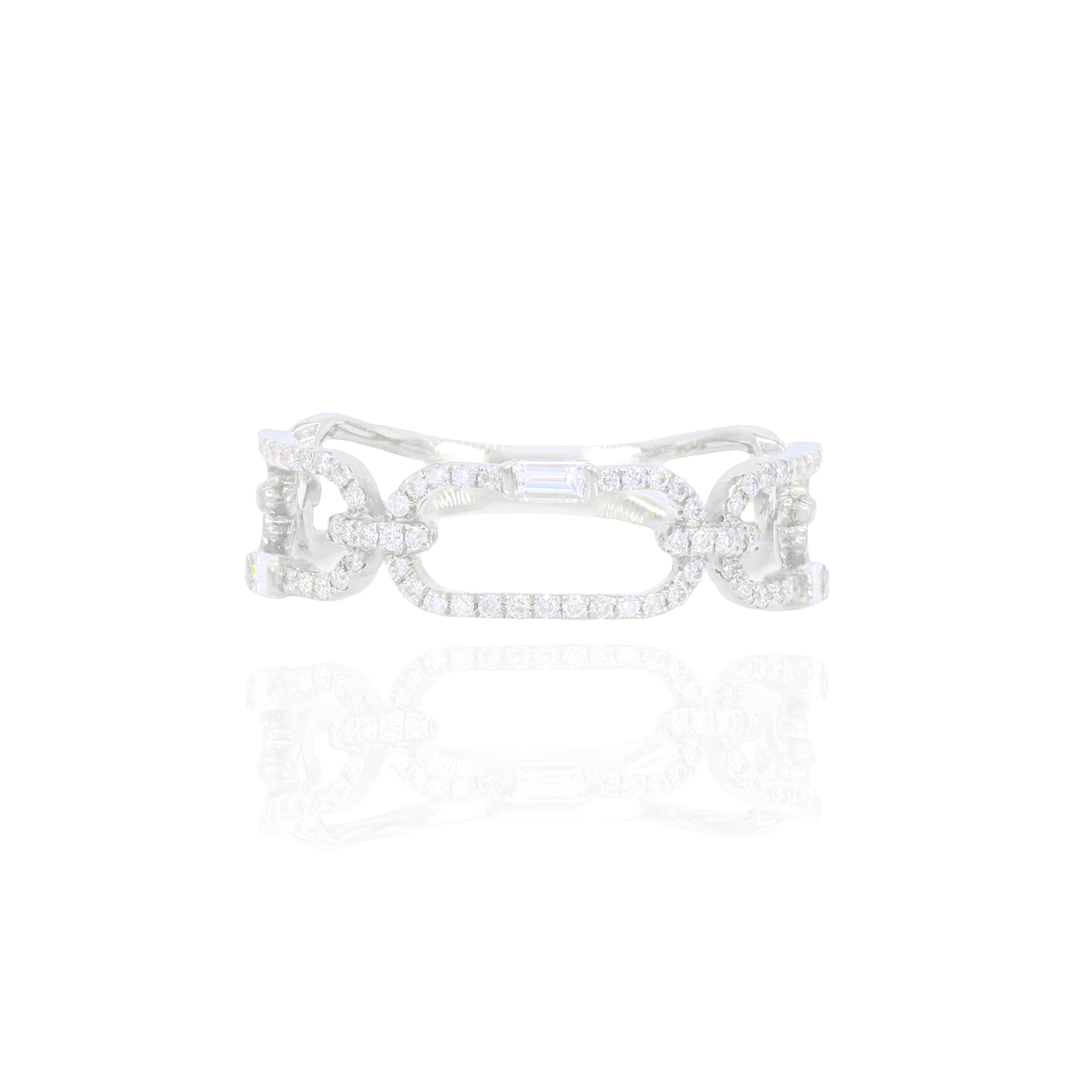 Baguette Chain Link Style Diamond Ring