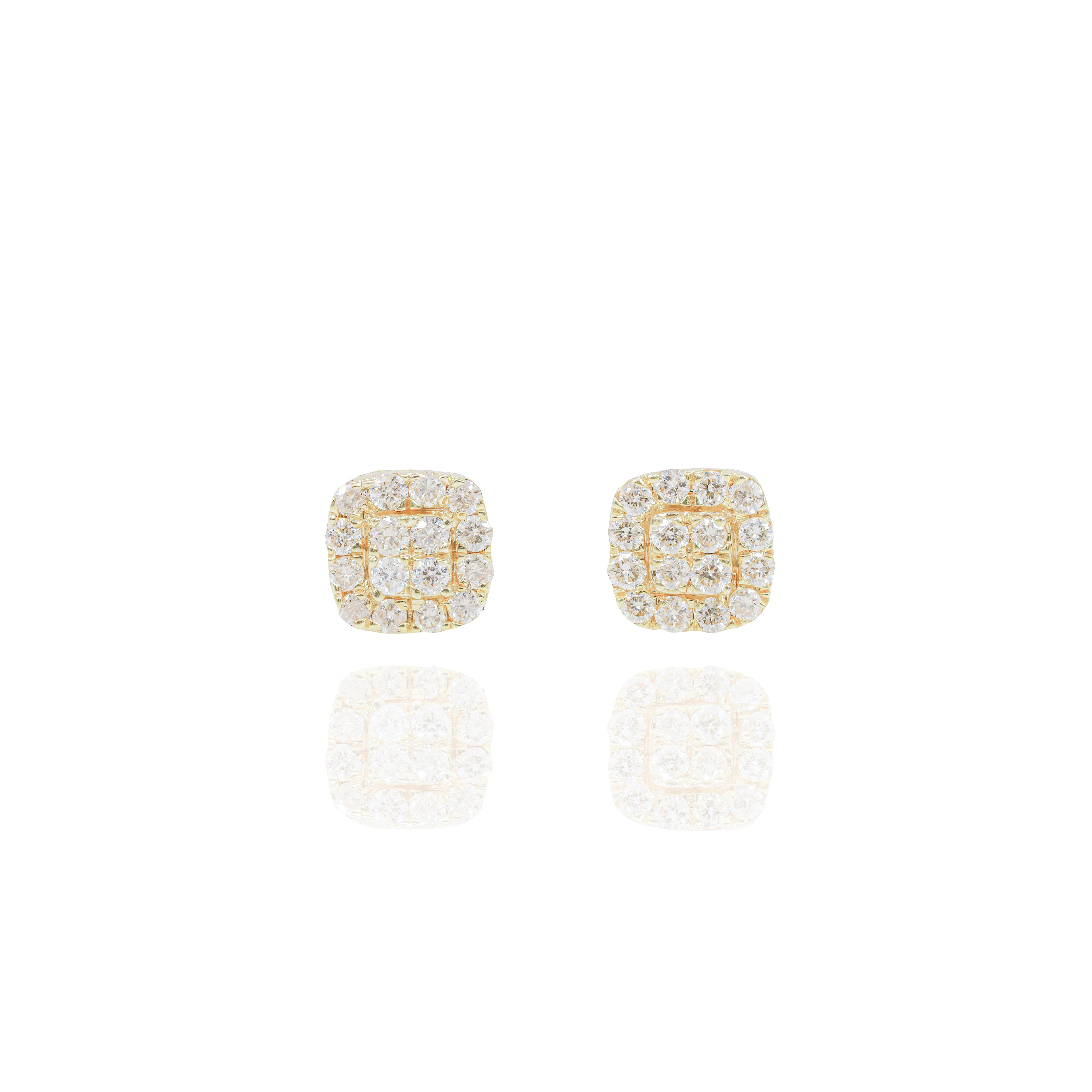 Diamond Border Square Earrings