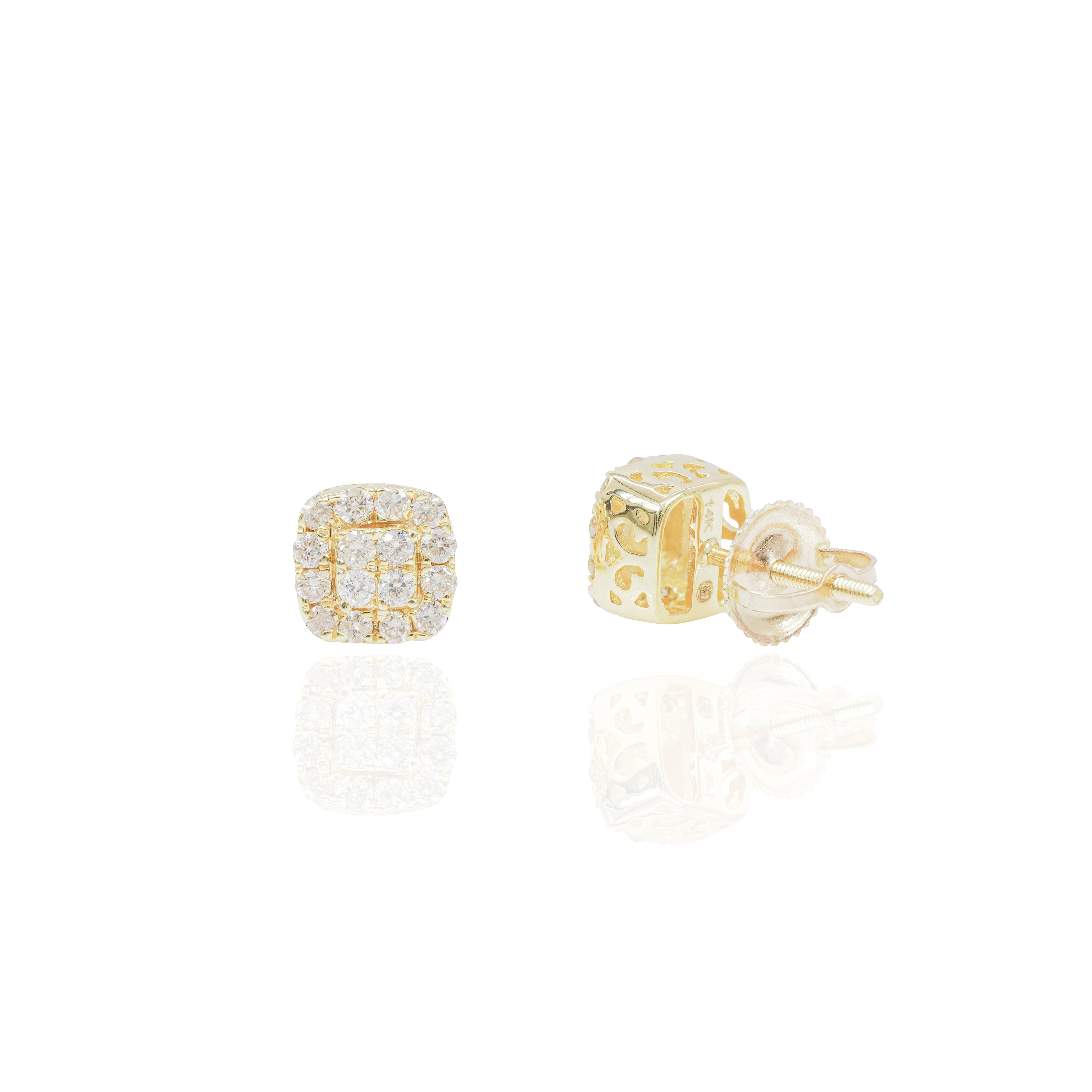 Diamond Border Square Earrings