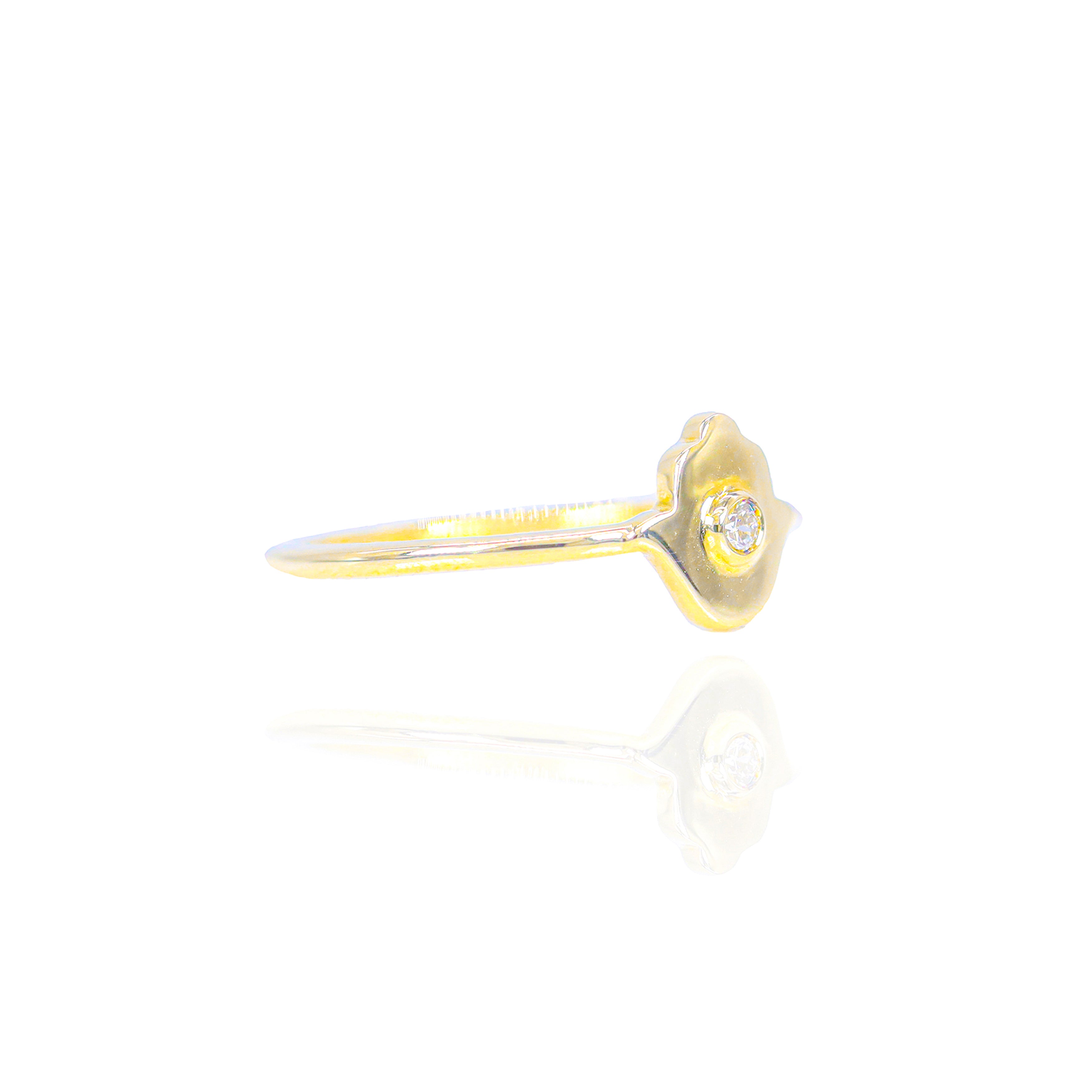Gold Hamza Hand Diamond Ring