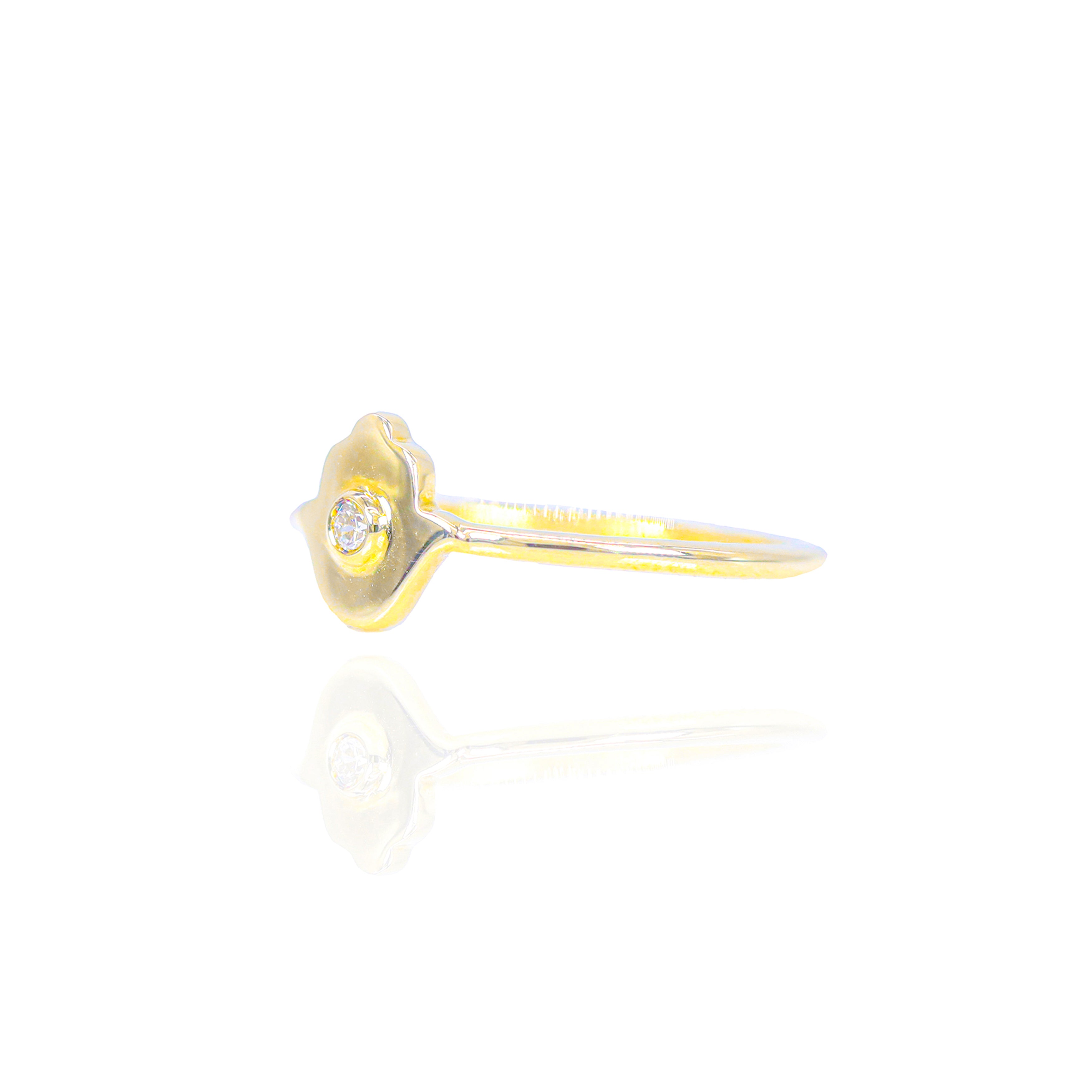 Gold Hamza Hand Diamond Ring