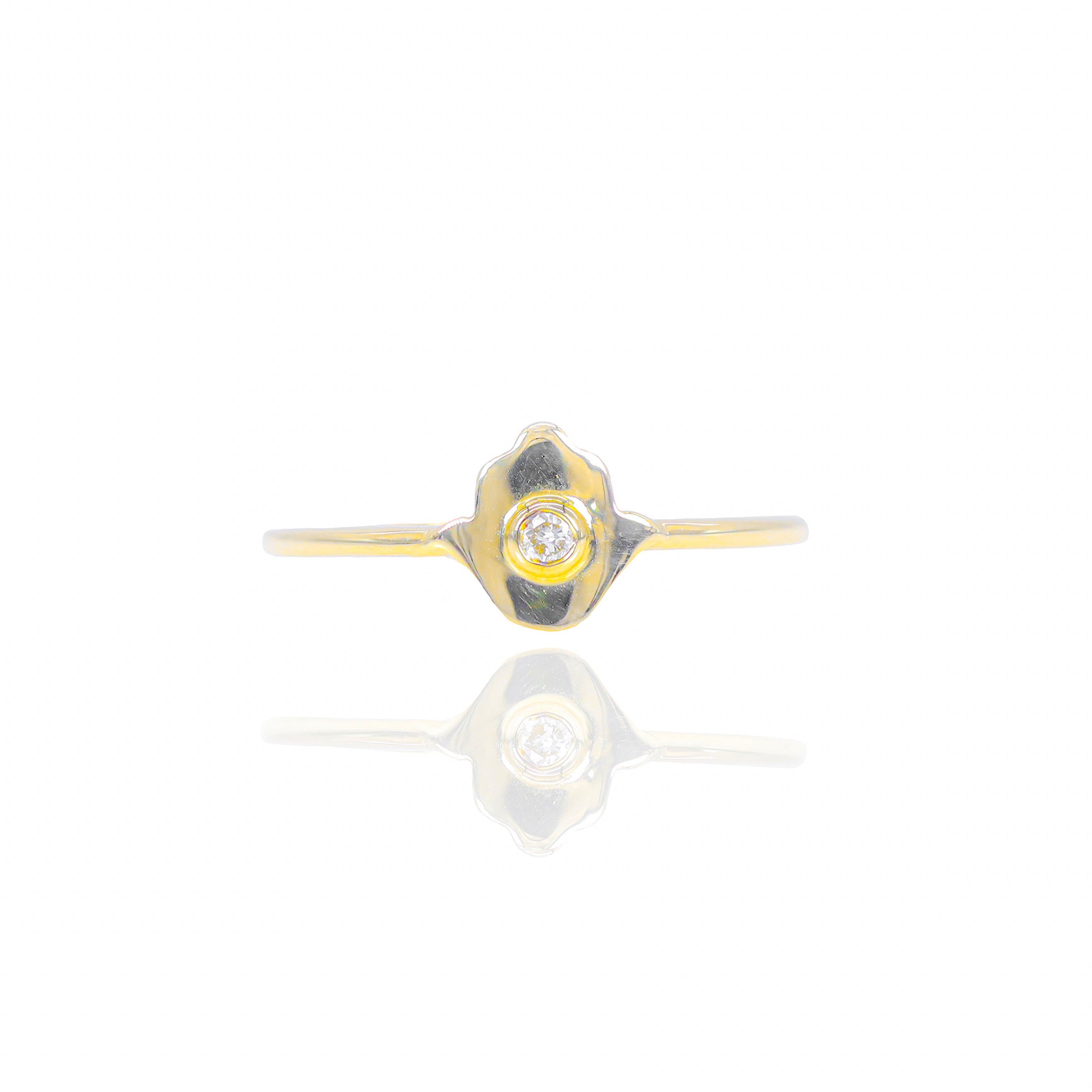 Gold Hamza Hand Diamond Ring