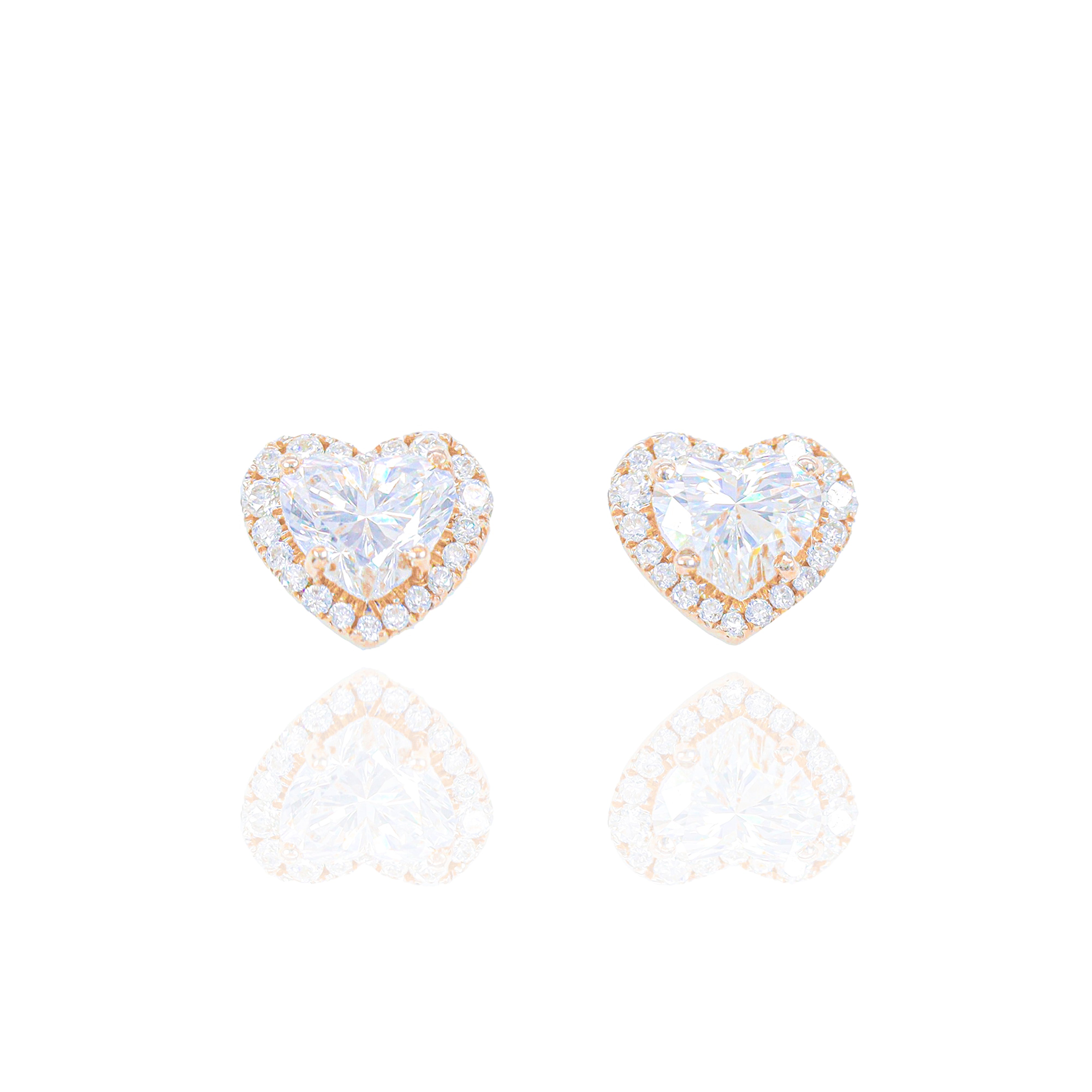 30 Pointer Heart Shaped Diamond Earrings