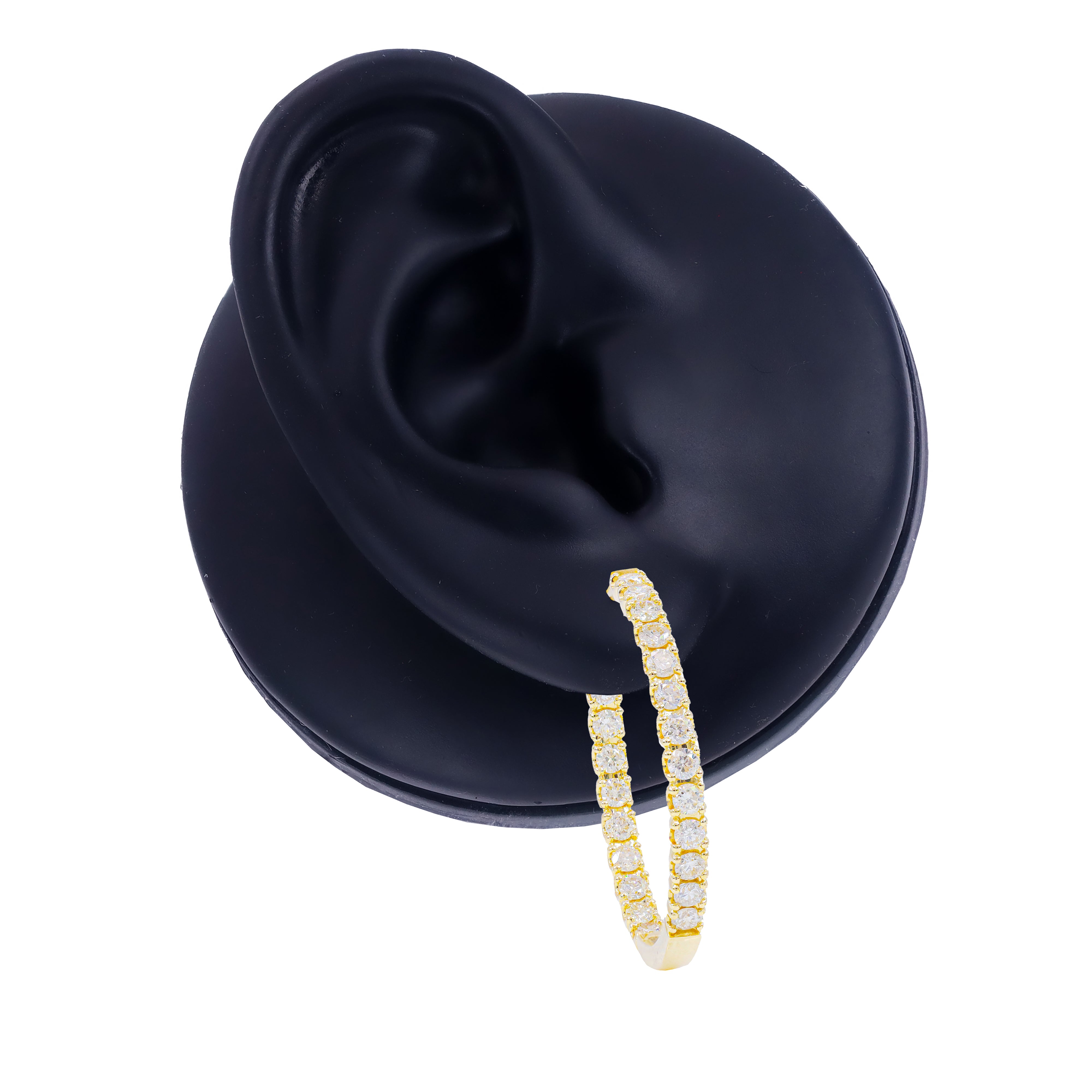 One Inch Diamond Hoop Earrings (Inner and Outer Diamond)