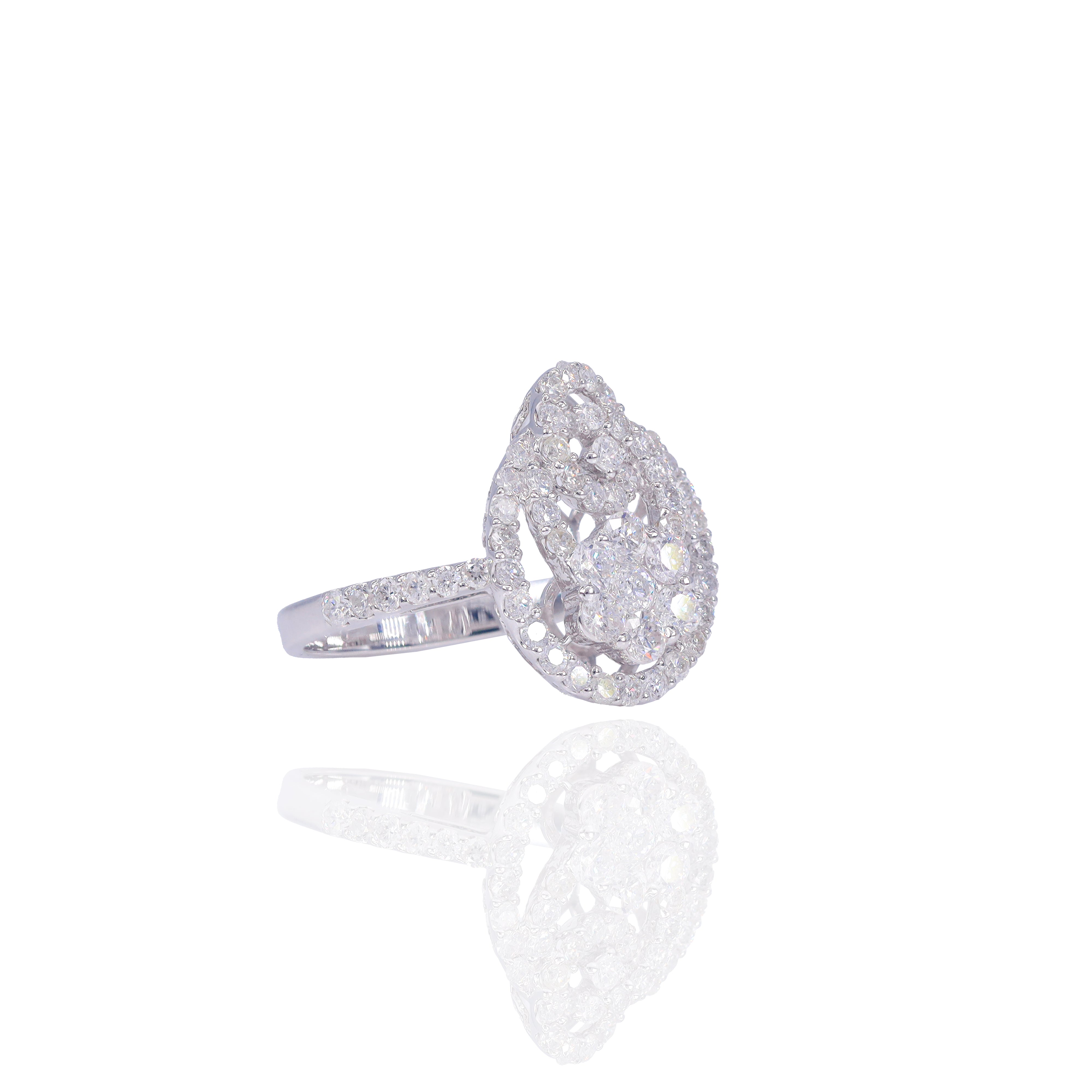 Pear Shape Open Concept Diamond Engagement Ring