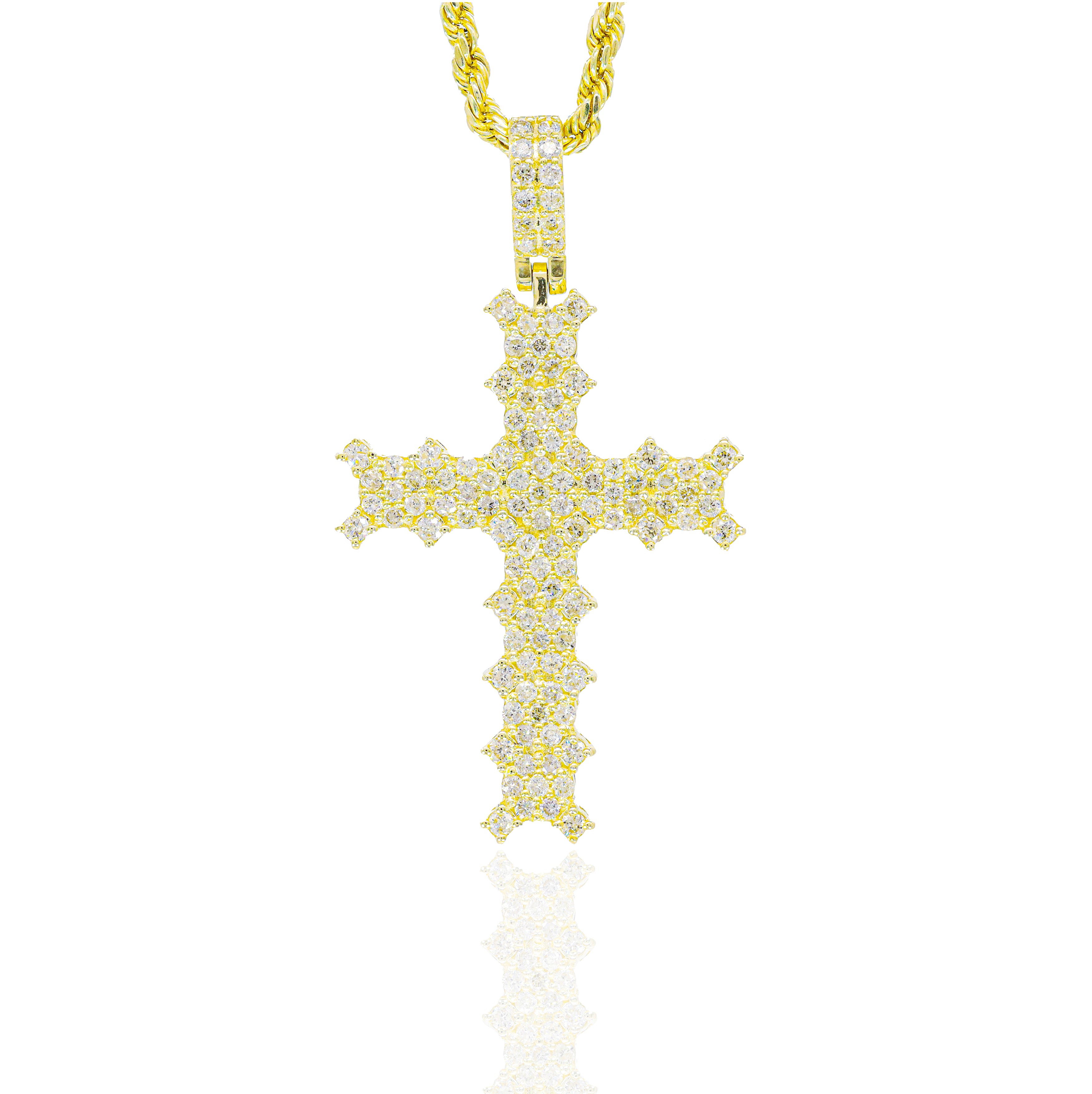 Cluster Jagged Cross Diamond Pendant