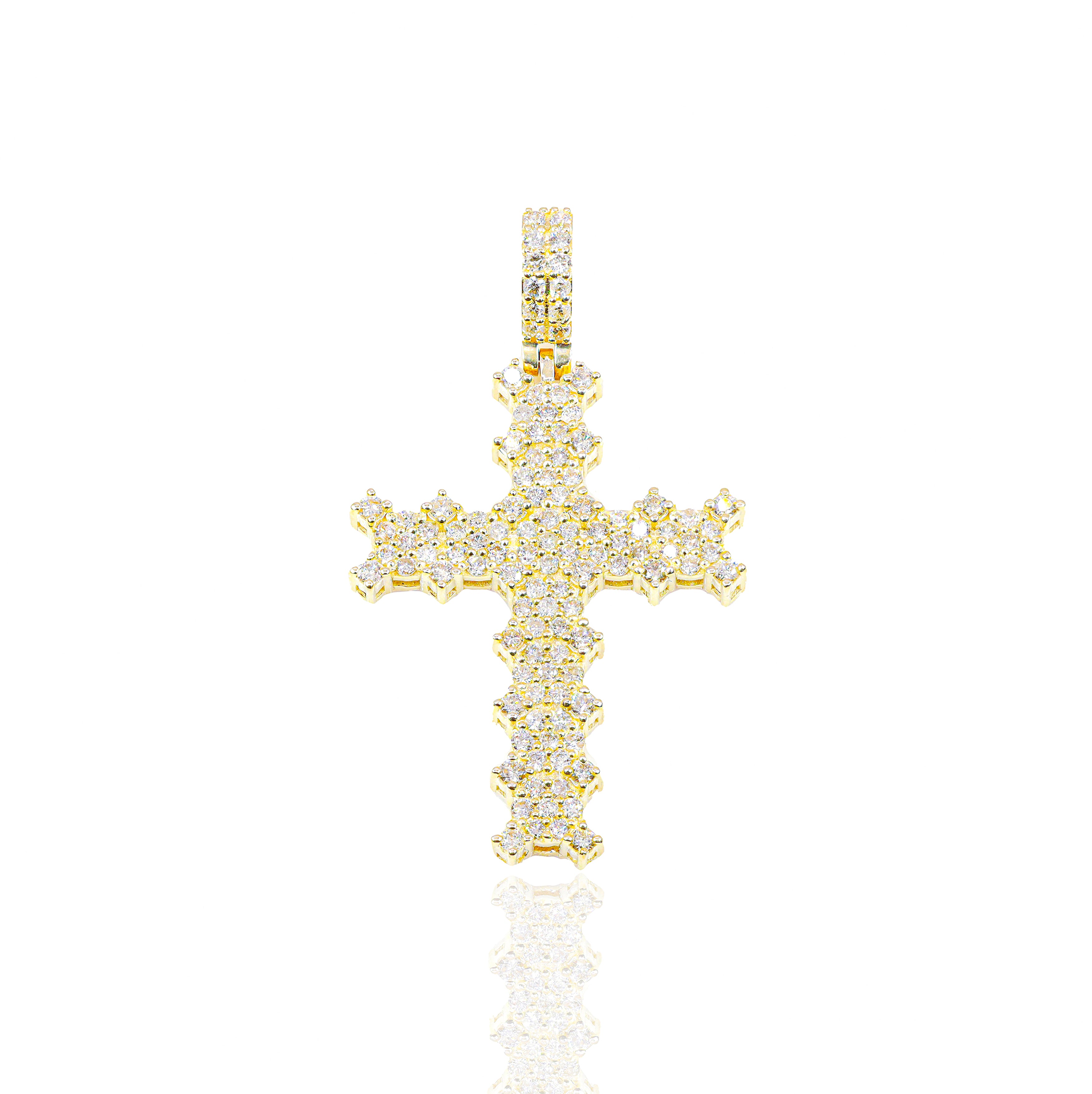 Cluster Jagged Cross Diamond Pendant