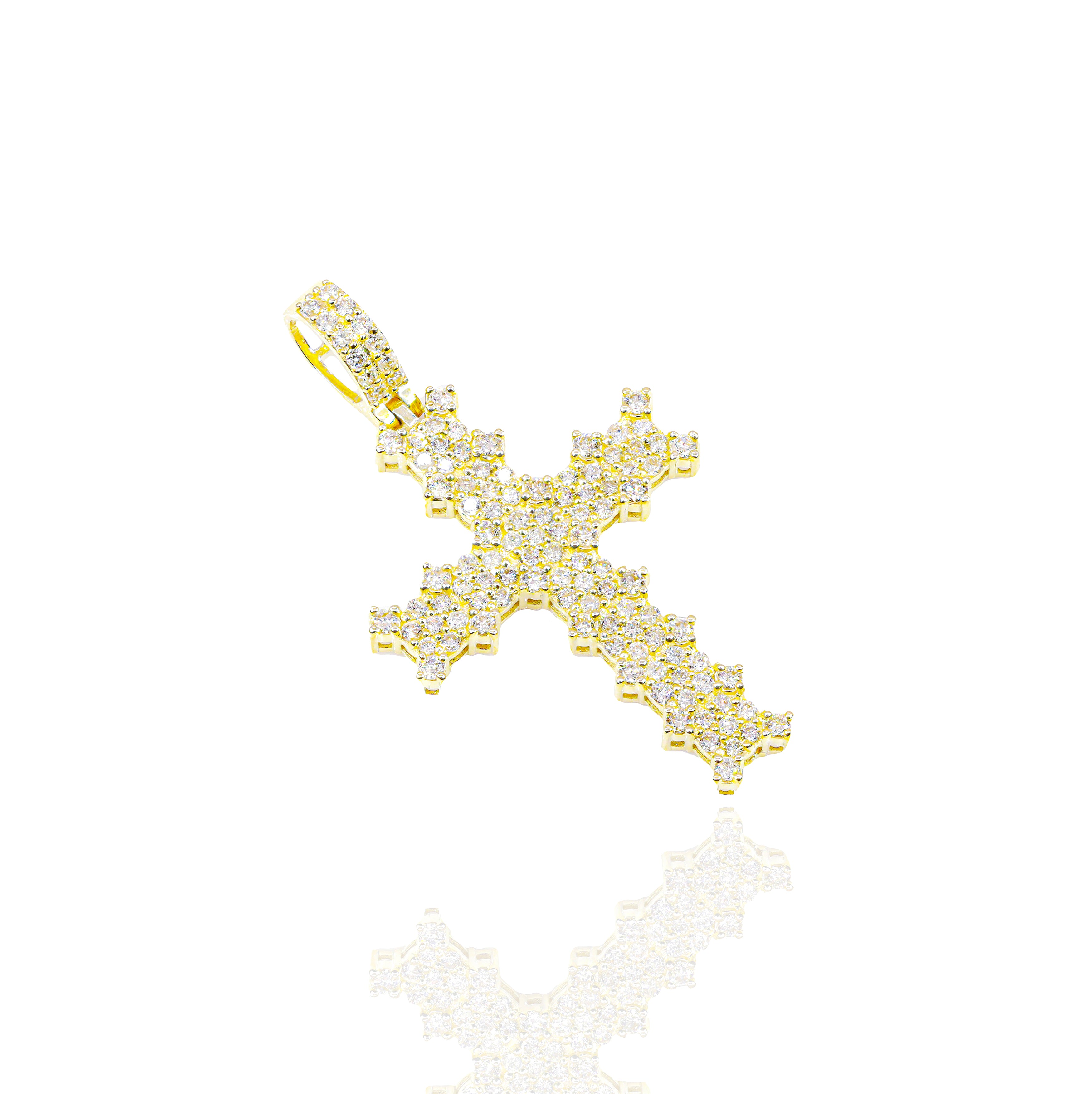 Cluster Jagged Cross Diamond Pendant