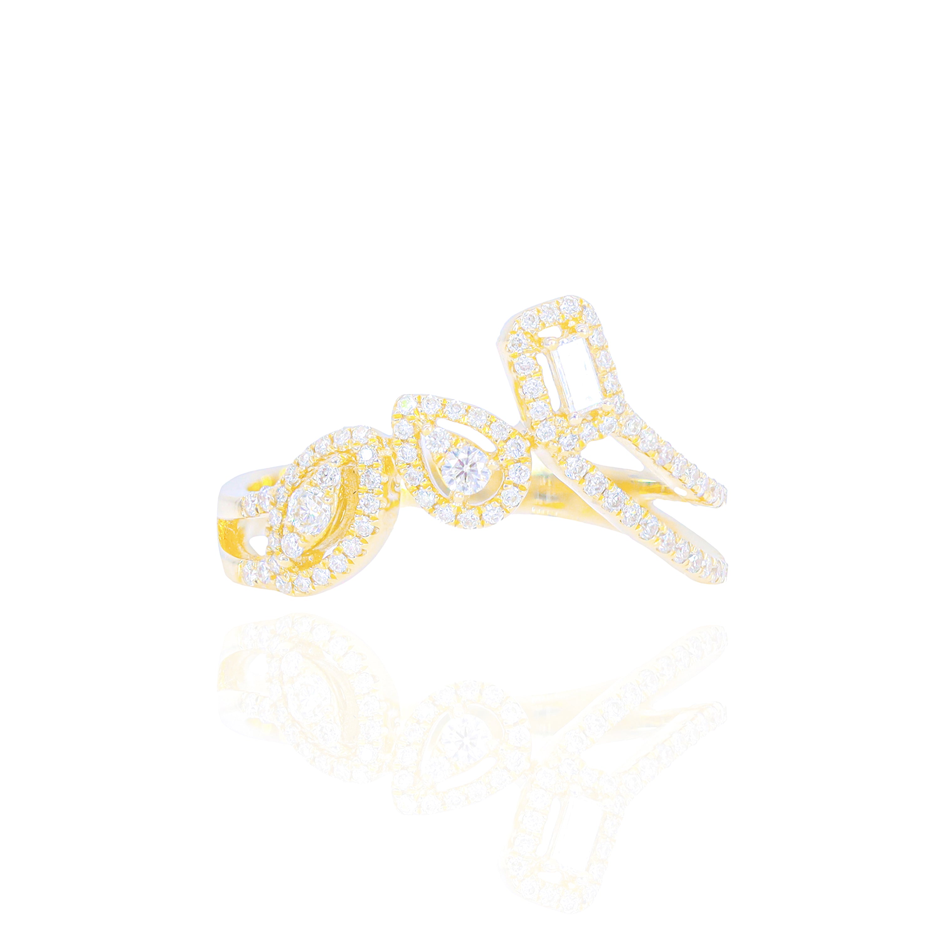 Abstract Marquise, Pear, & Emerald Shape Diamond Ring