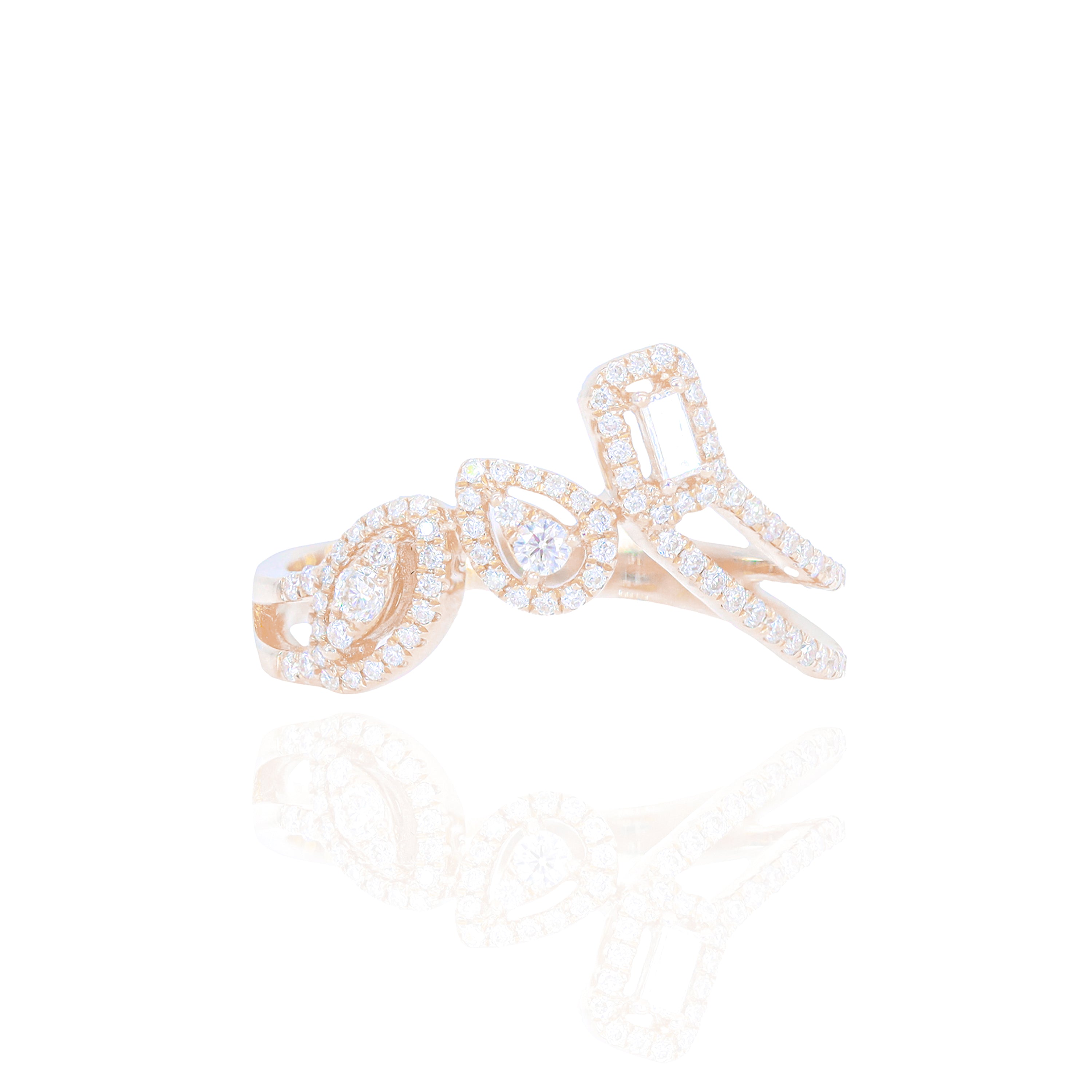 Abstract Marquise, Pear, & Emerald Shape Diamond Ring