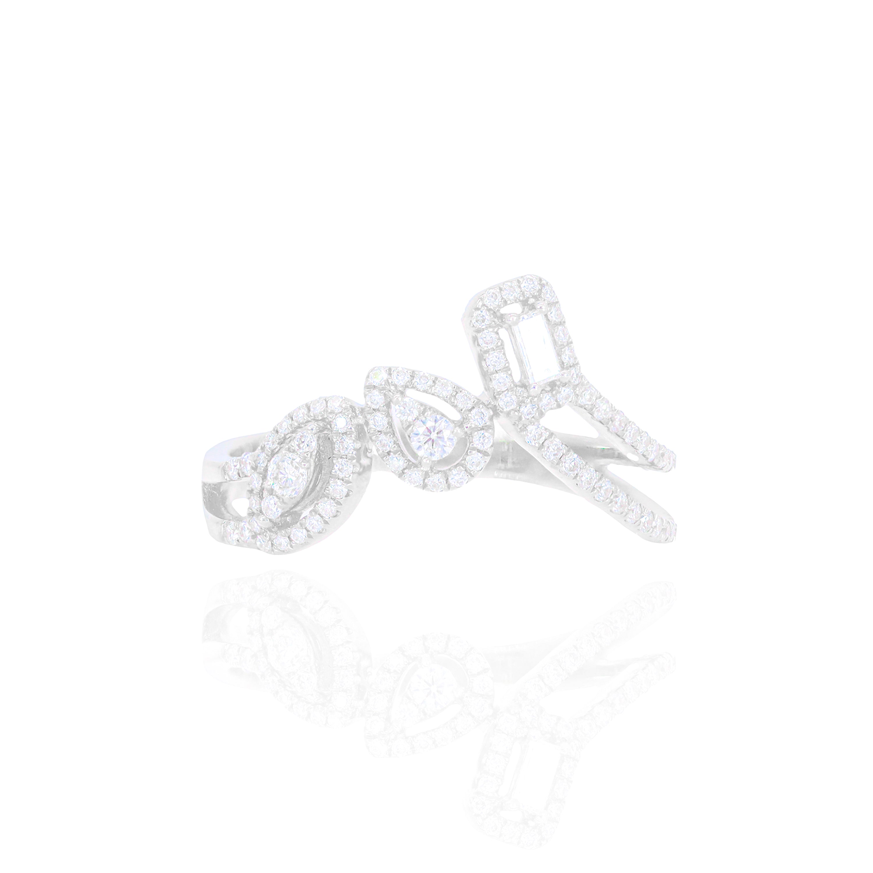 Abstract Marquise, Pear, & Emerald Shape Diamond Ring