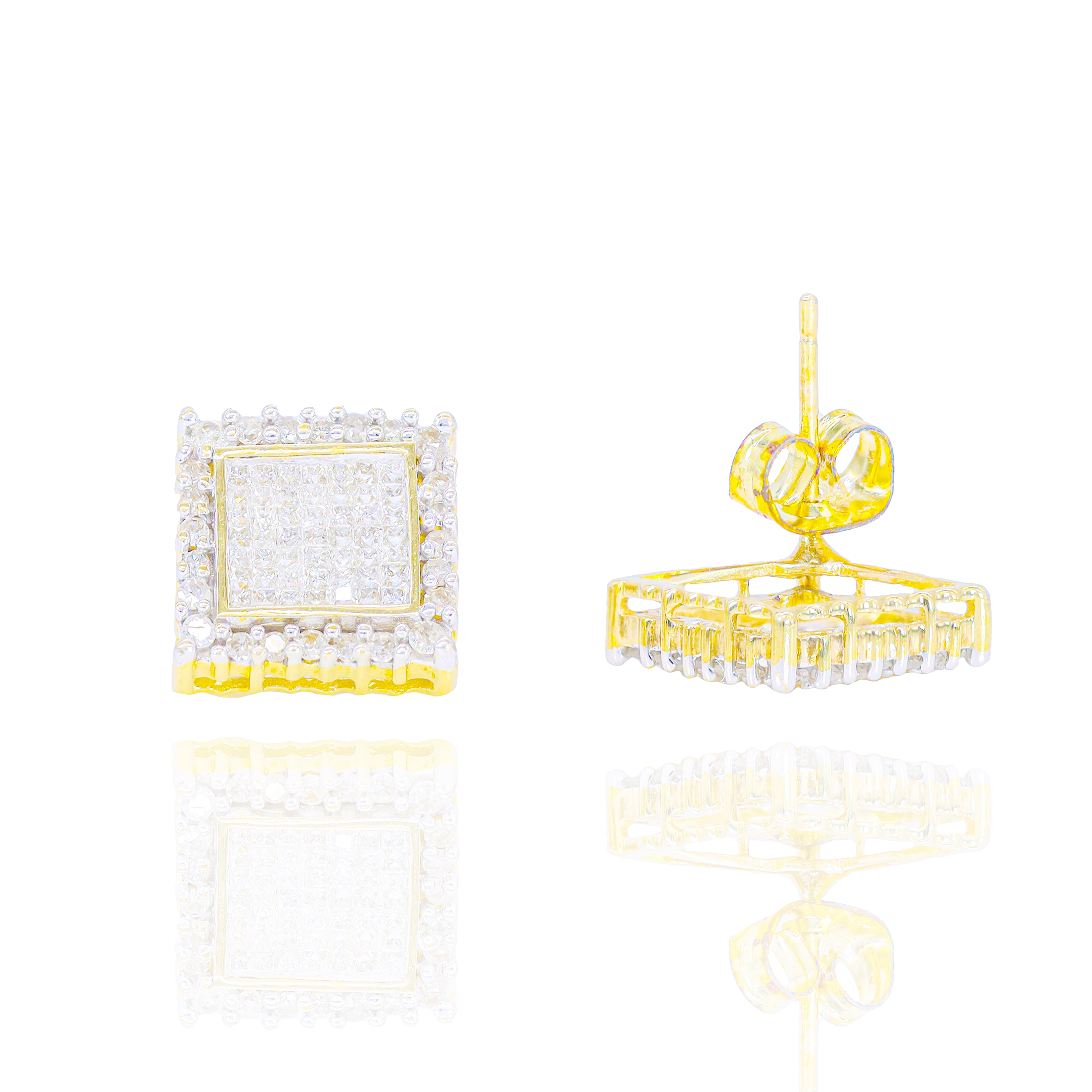 Square Princess Cut Diamond Cluster Earrings