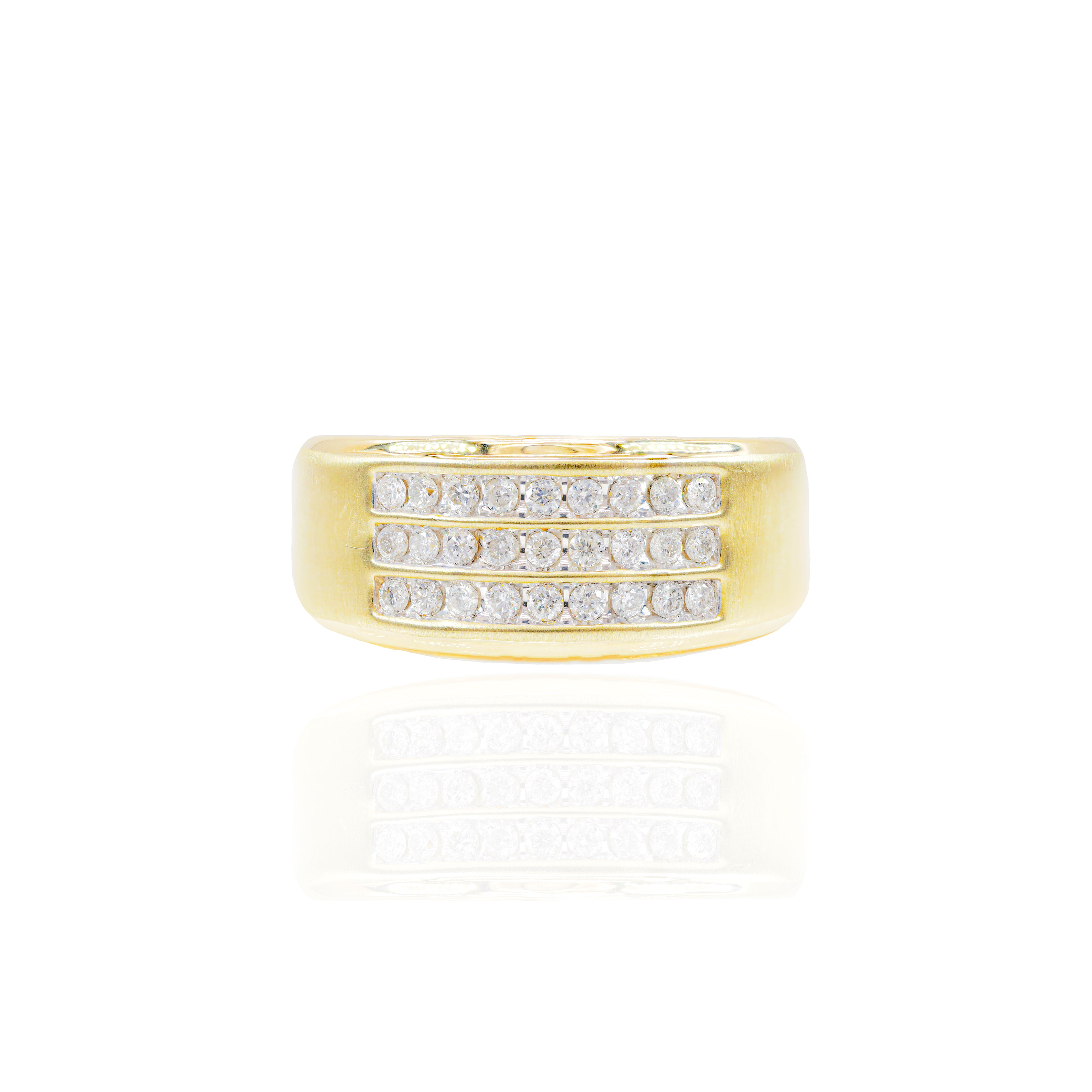 3 Row Diamond Gold Ring Band