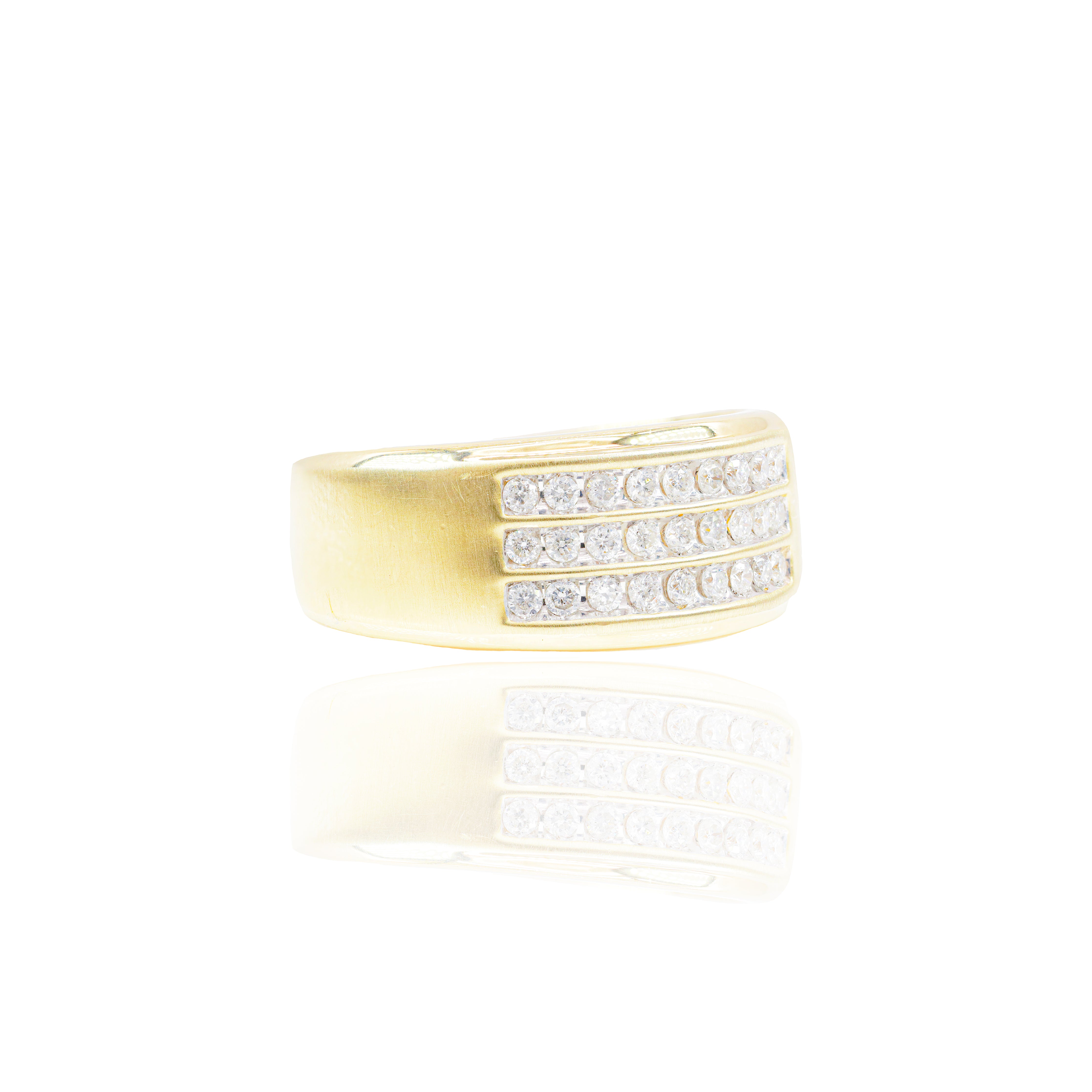 3 Row Diamond Gold Ring Band
