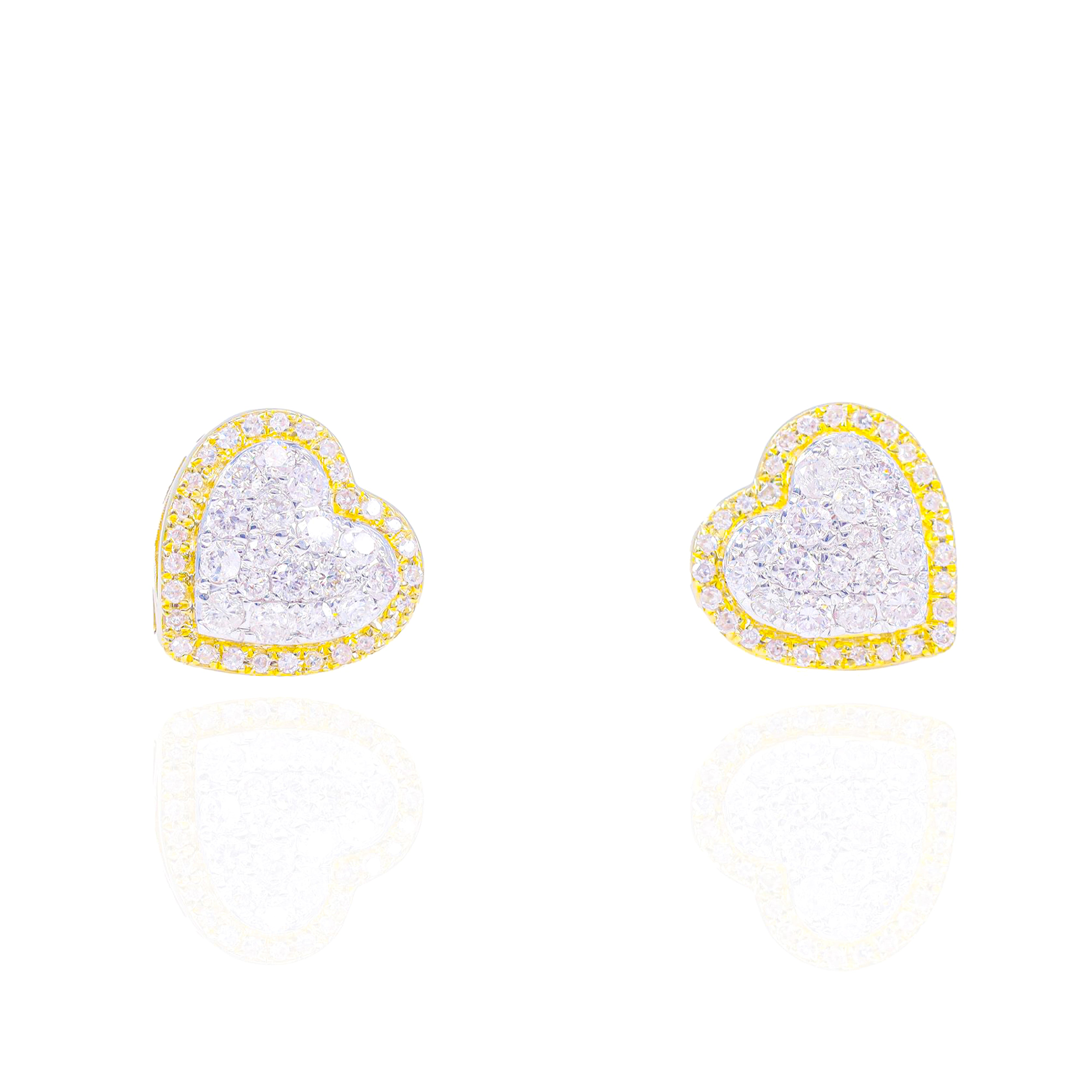 Two-Tone Heart Cluster Diamond Earrings