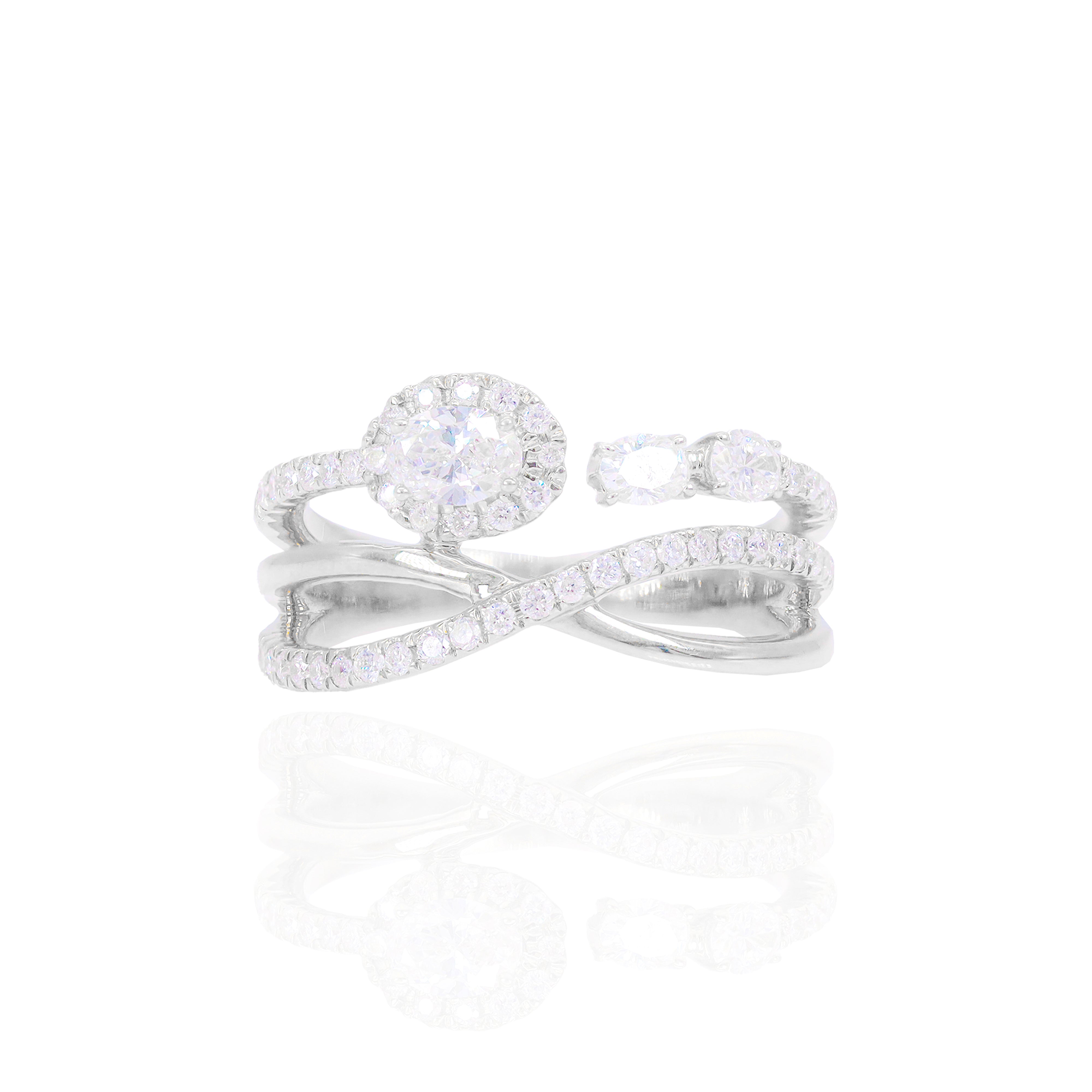 Intertwined Open Oval Diamond Ring