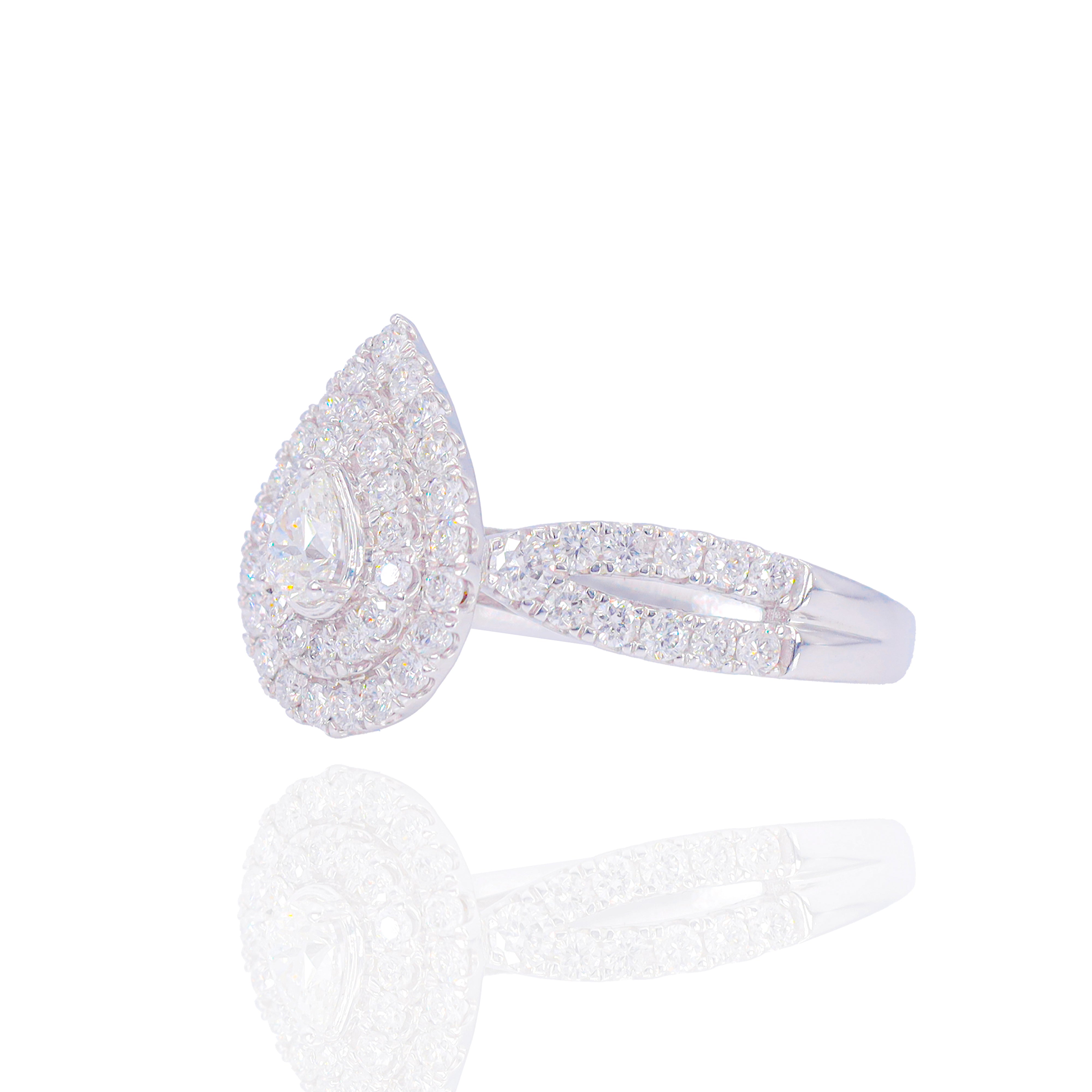 Pear Diamond Engagement Ring with Double Halo