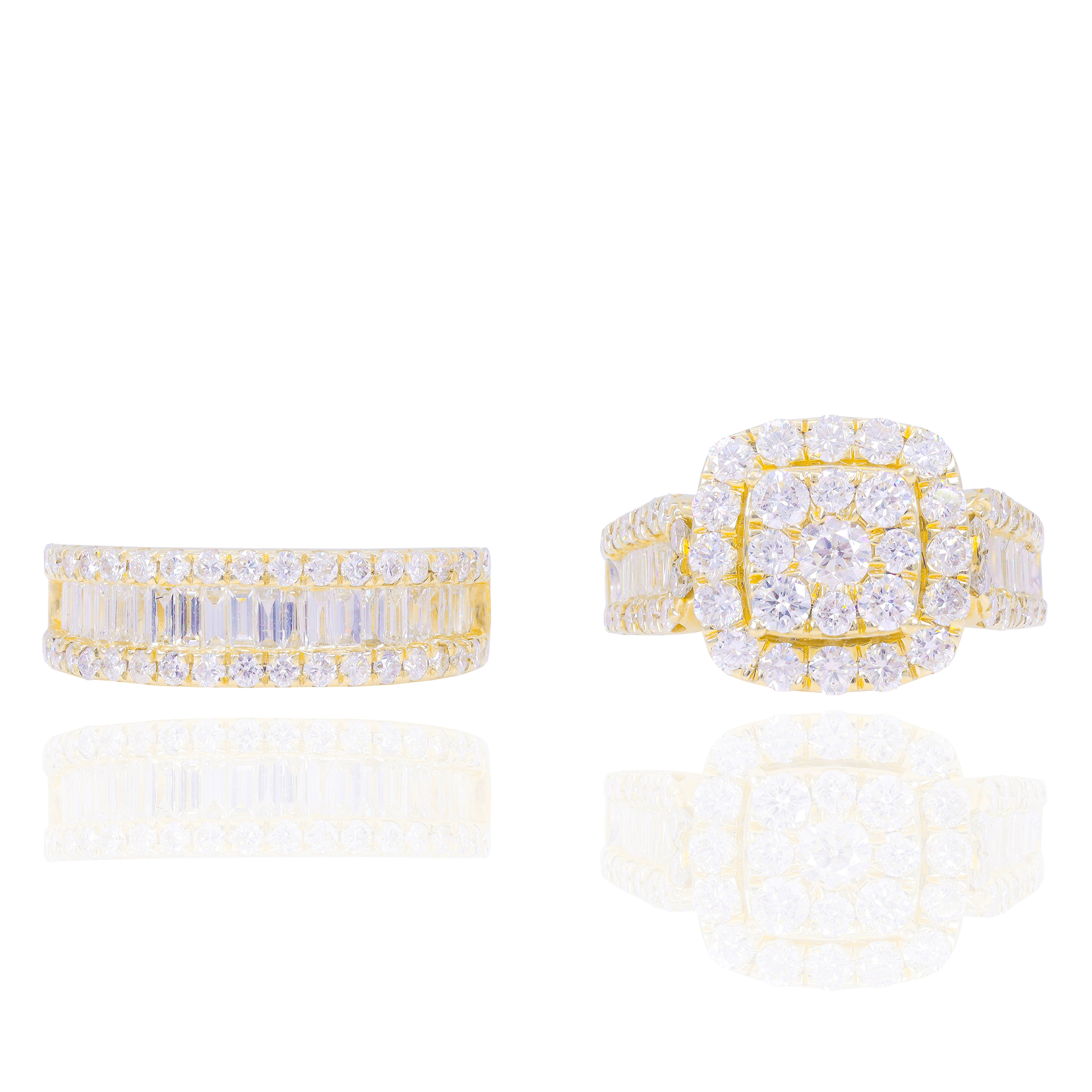 Square Shape Baguette Diamond Engagement Ring & Band