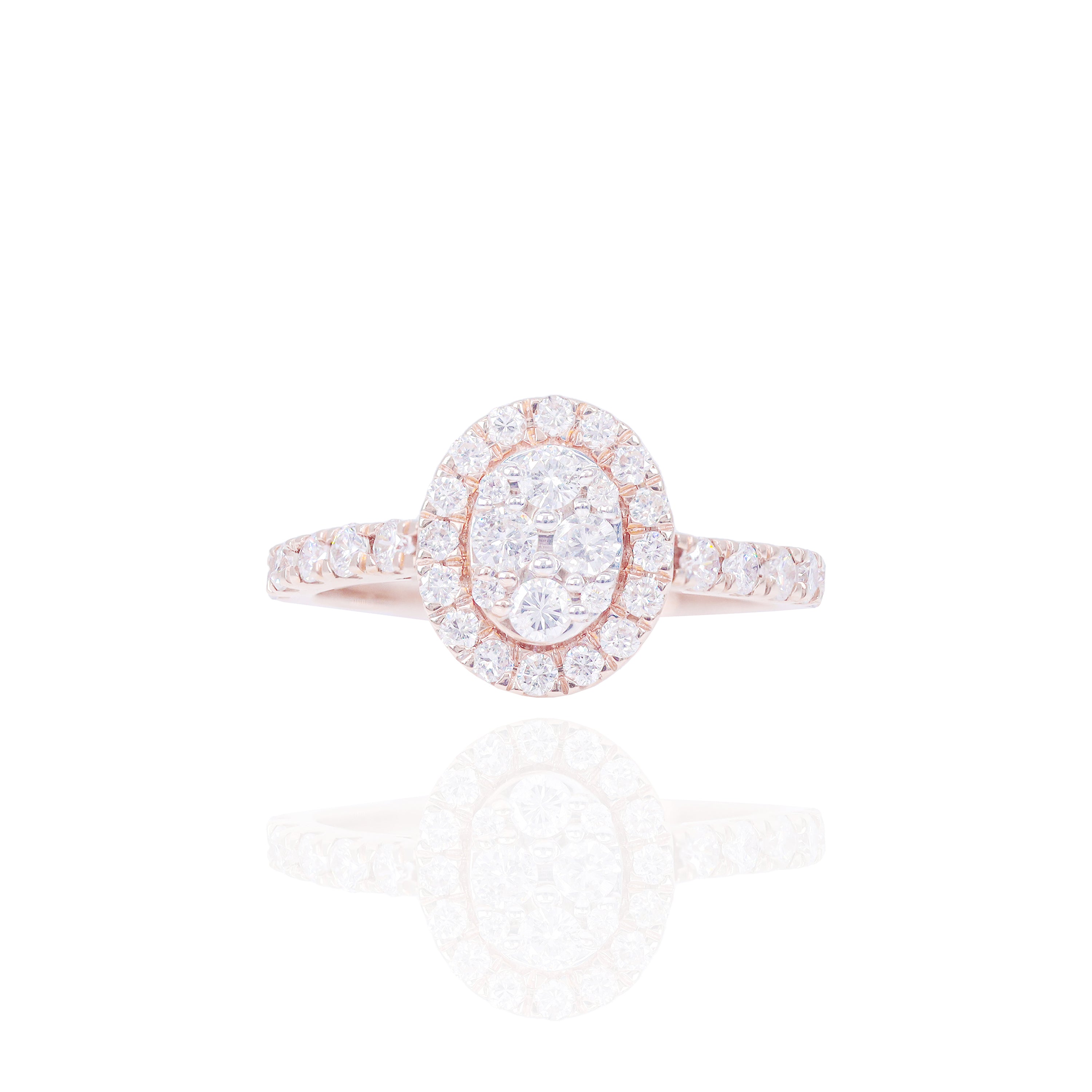 Oval Shape Engagement Ring with Halo & Wedding Band
