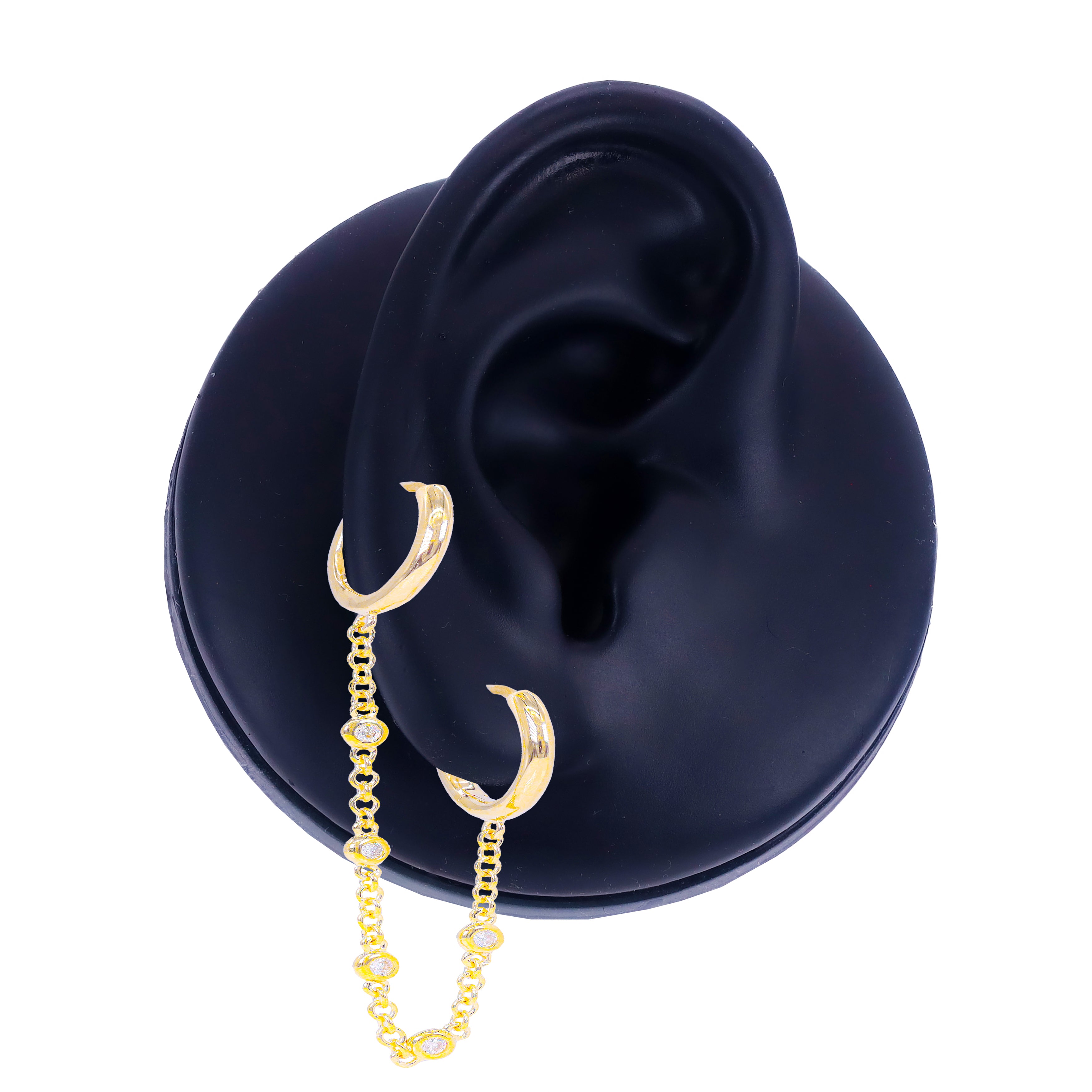 Hanging Solid Gold Cuff Diamond Earrings
