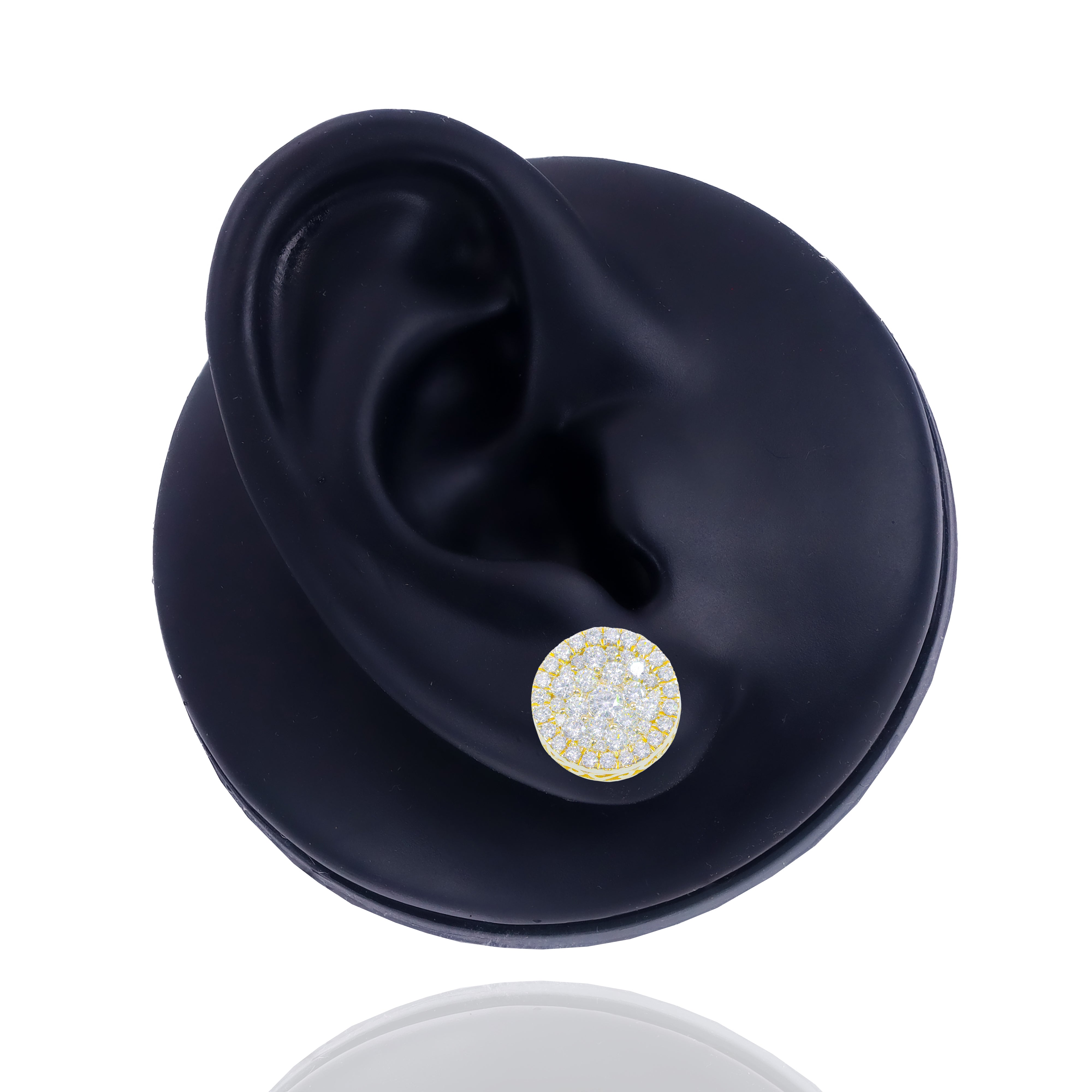 Round Cluster Diamond Earrings with Diamond Border