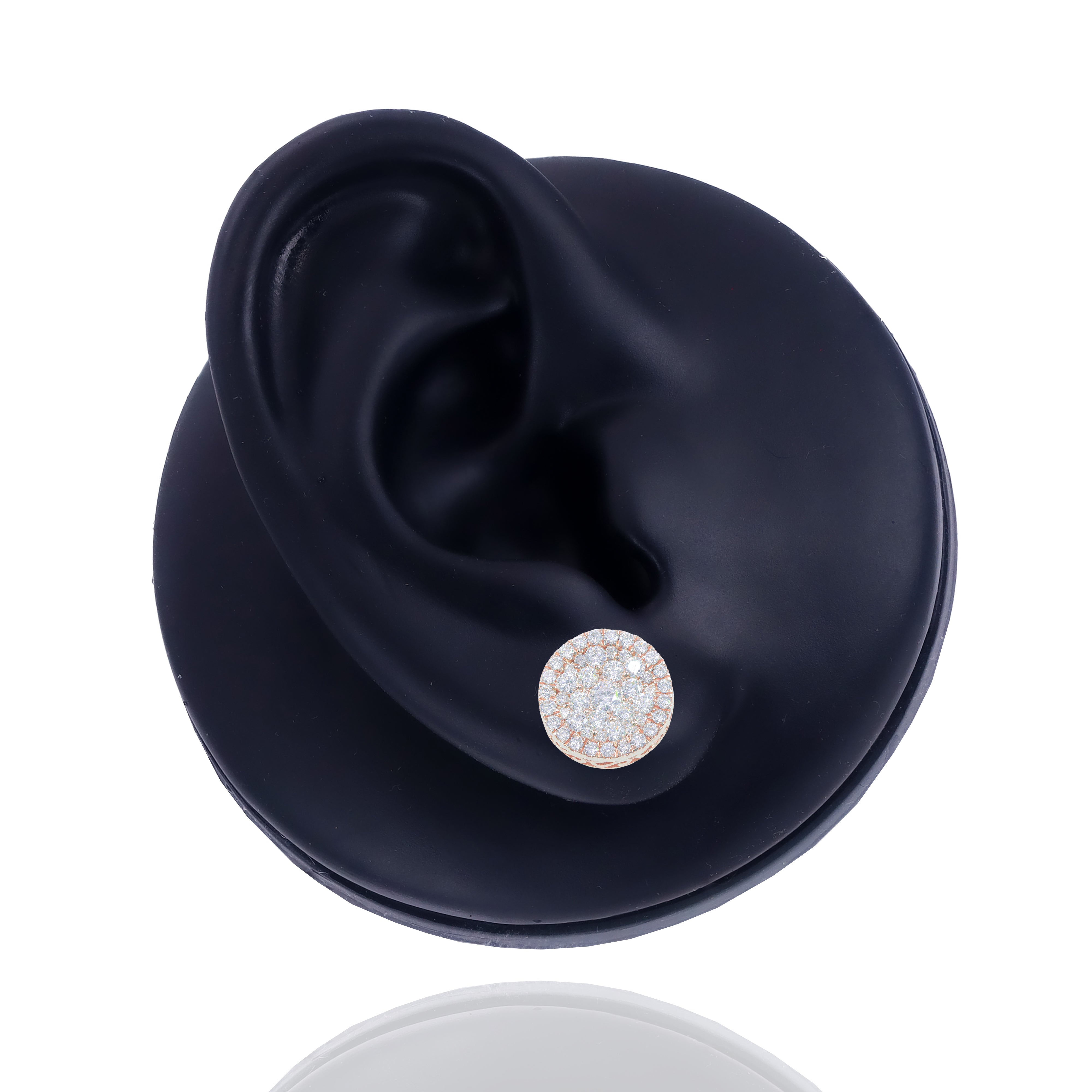 Round Cluster Diamond Earrings with Diamond Border