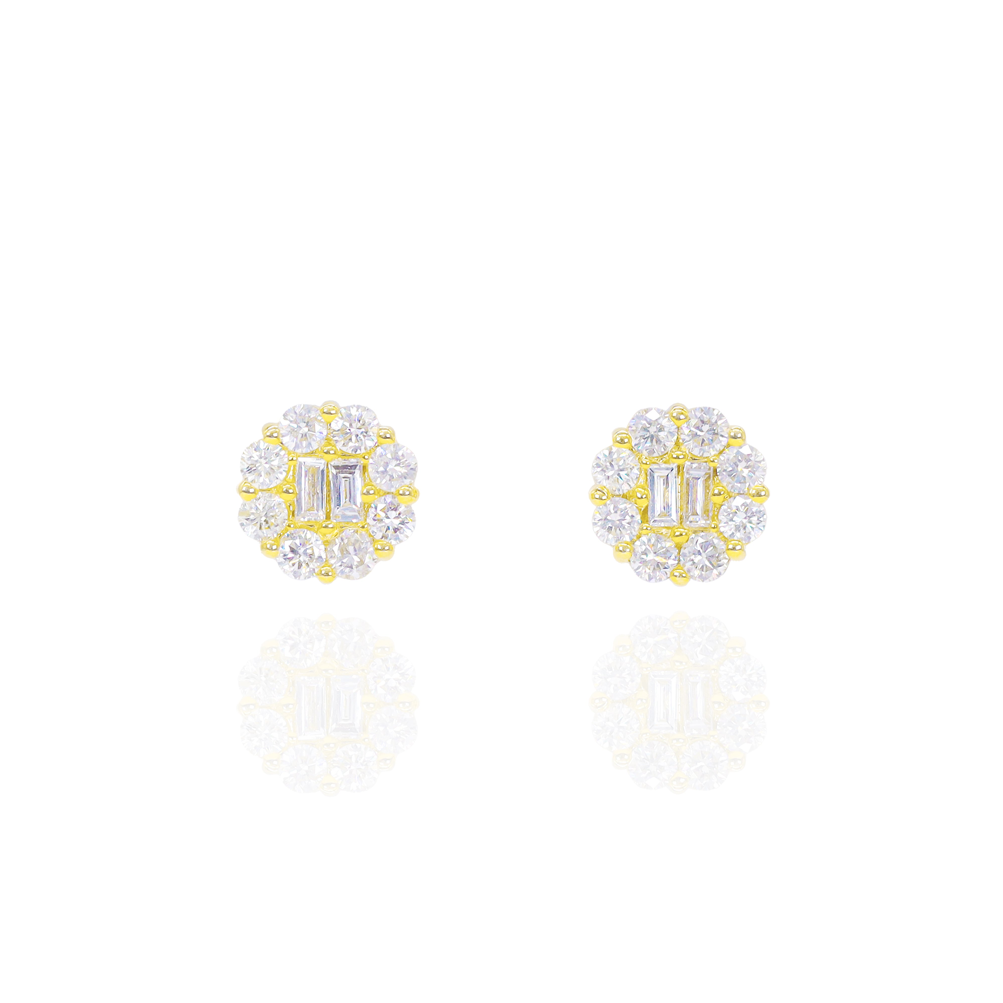 Flower Style Baguette Diamond Earrings