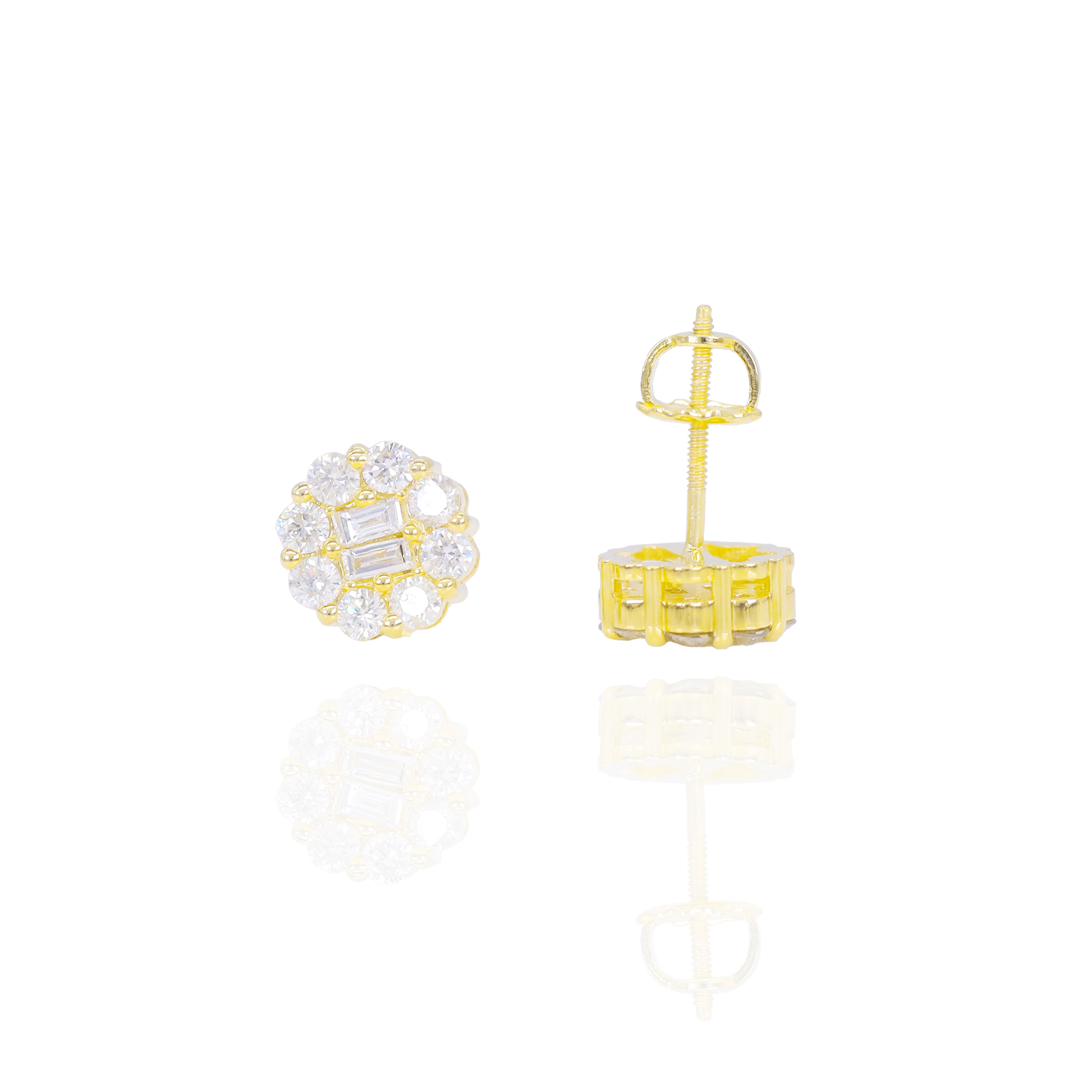 Flower Style Baguette Diamond Earrings
