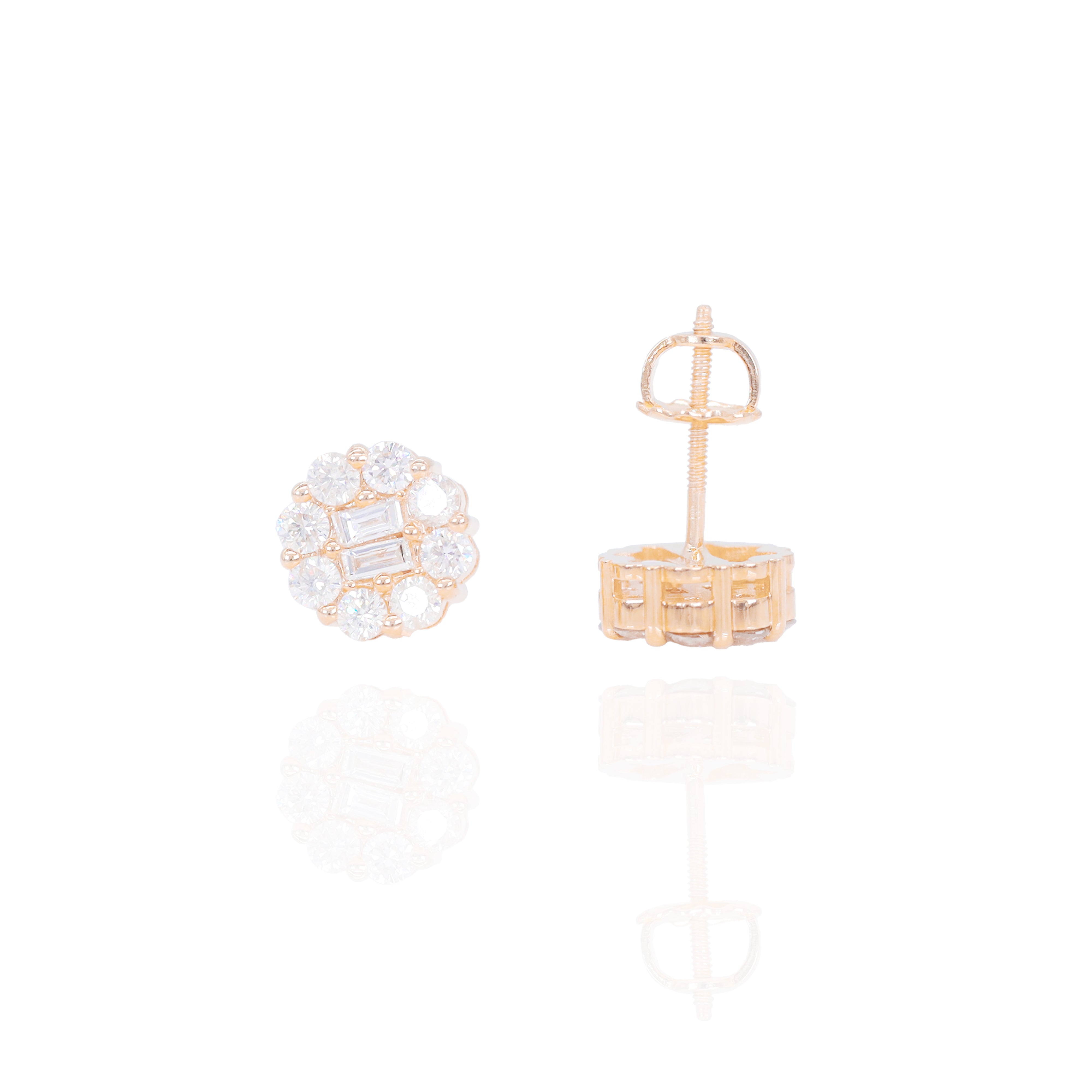 Flower Style Baguette Diamond Earrings