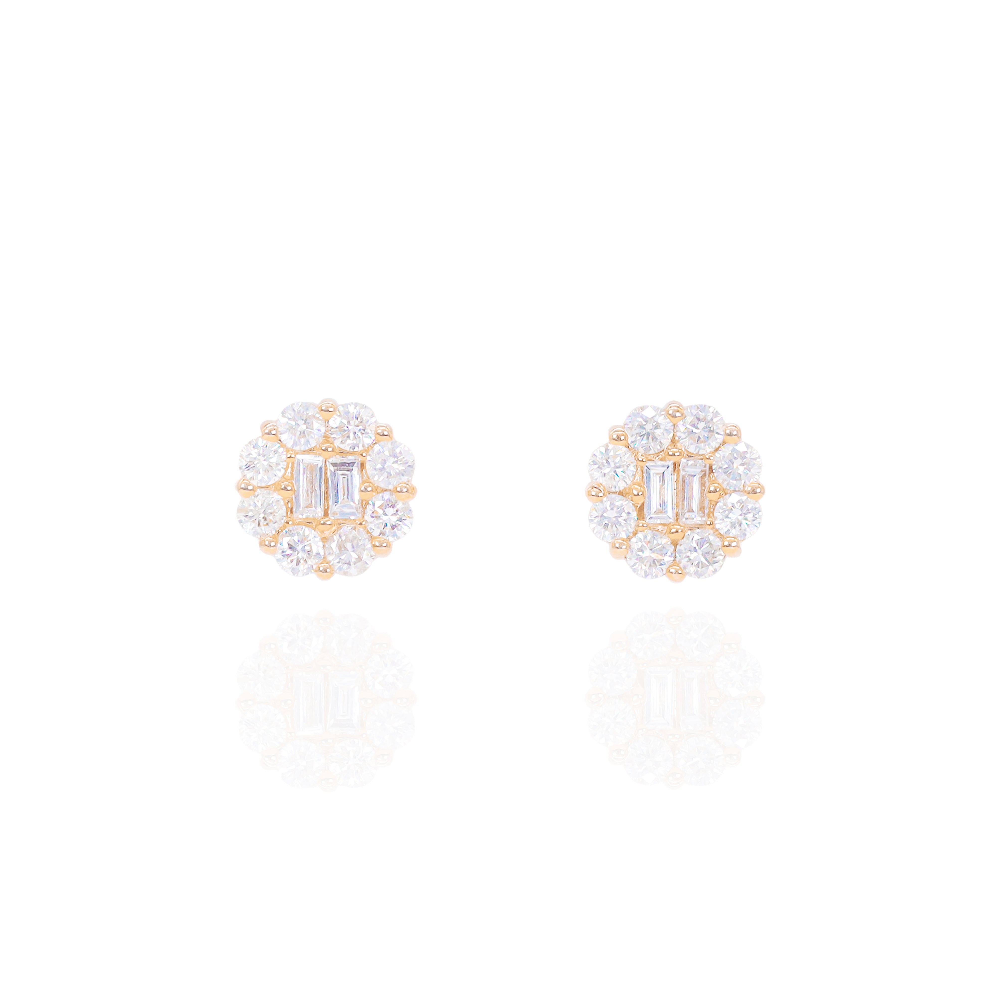 Flower Style Baguette Diamond Earrings