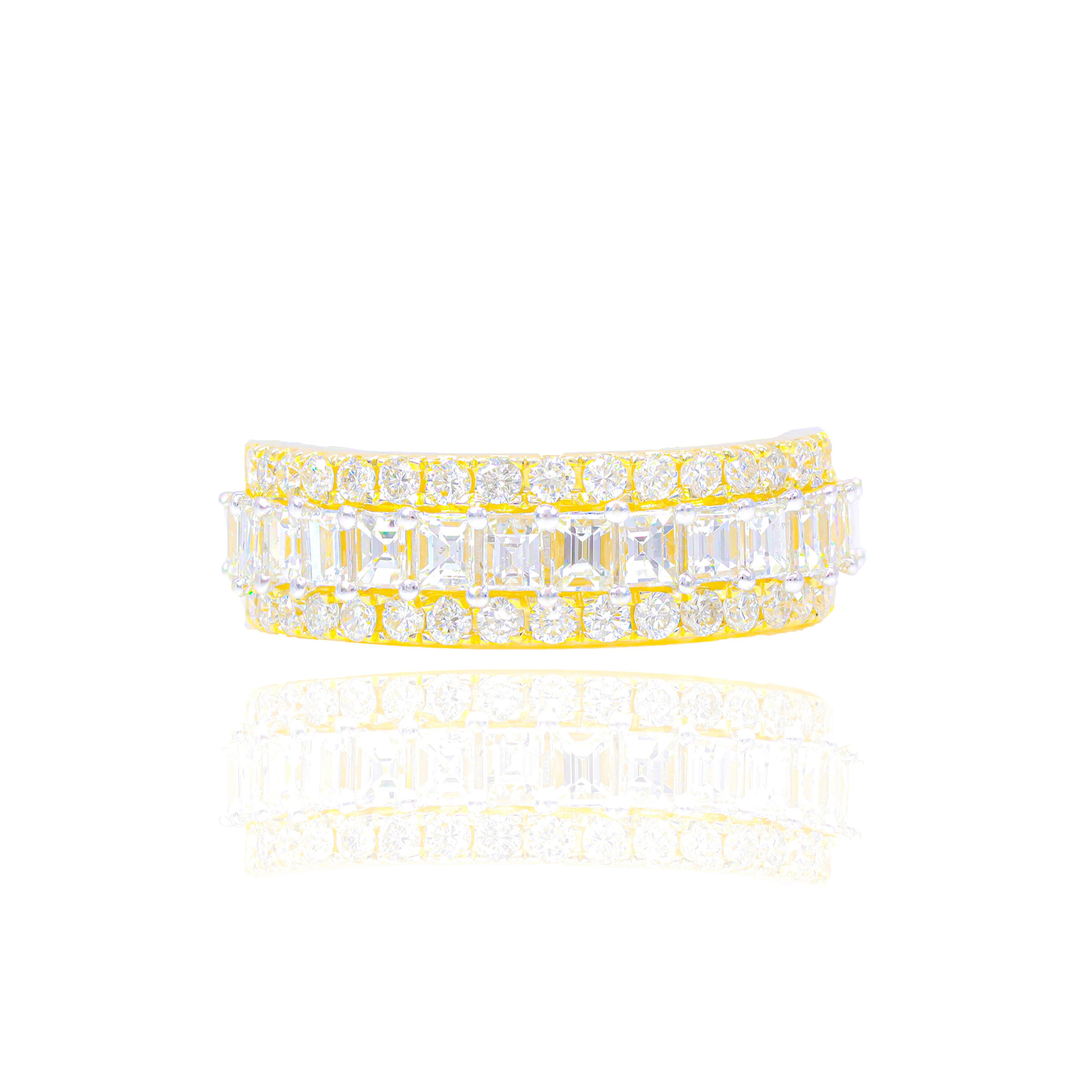 One Row Emerald Cut Diamond Band