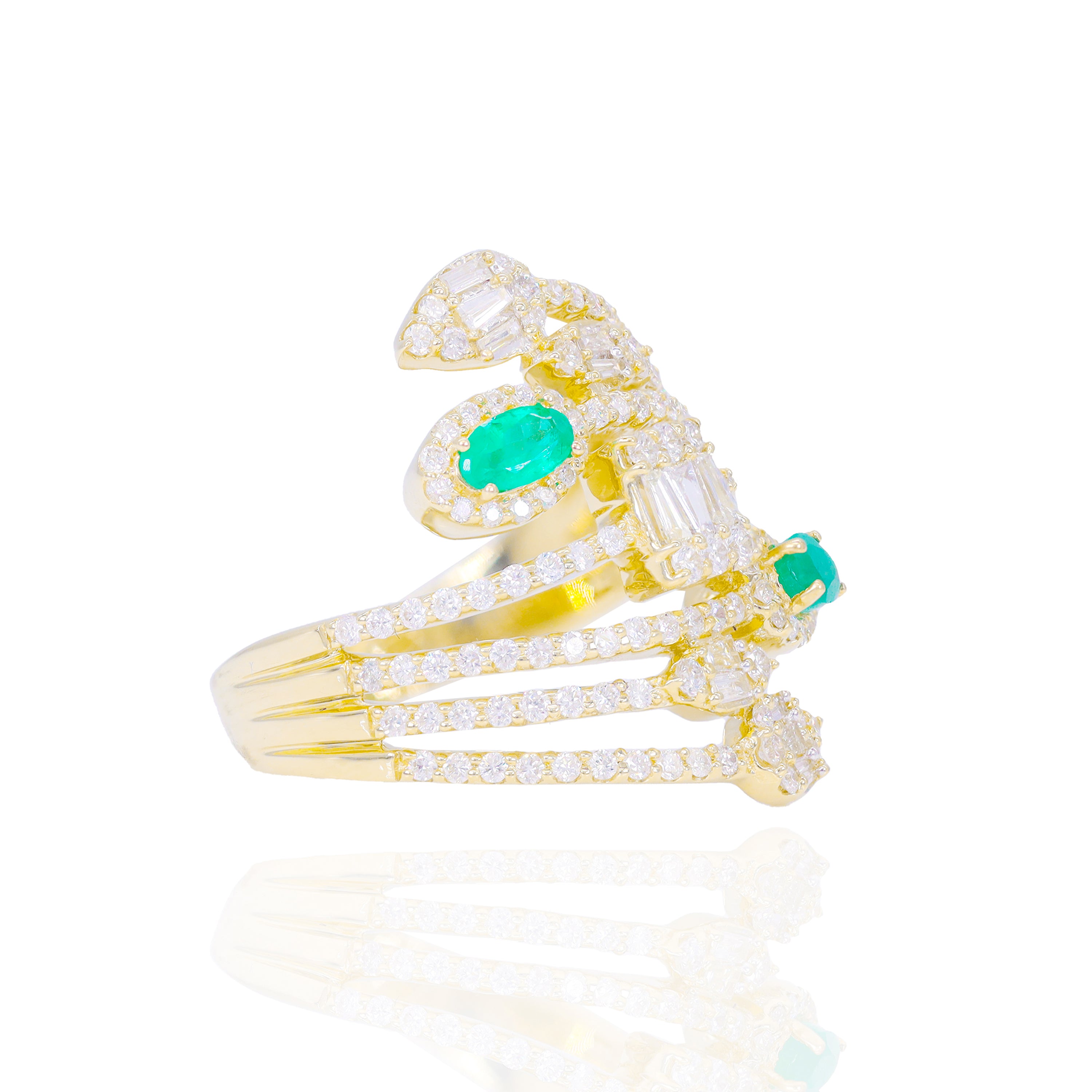Stacked Gemstone Diamond Cocktail Ring