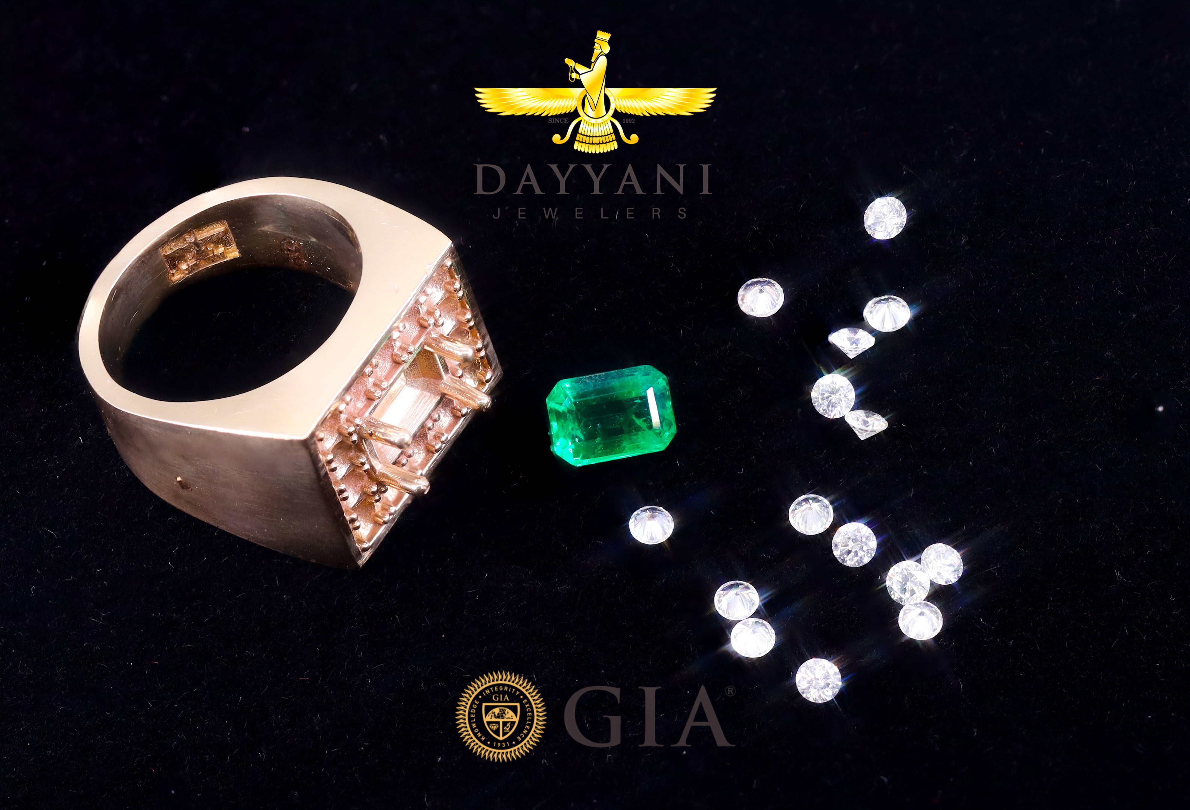 Custom Design Deposit - Natural Emerald Gemstone Diamond Ring