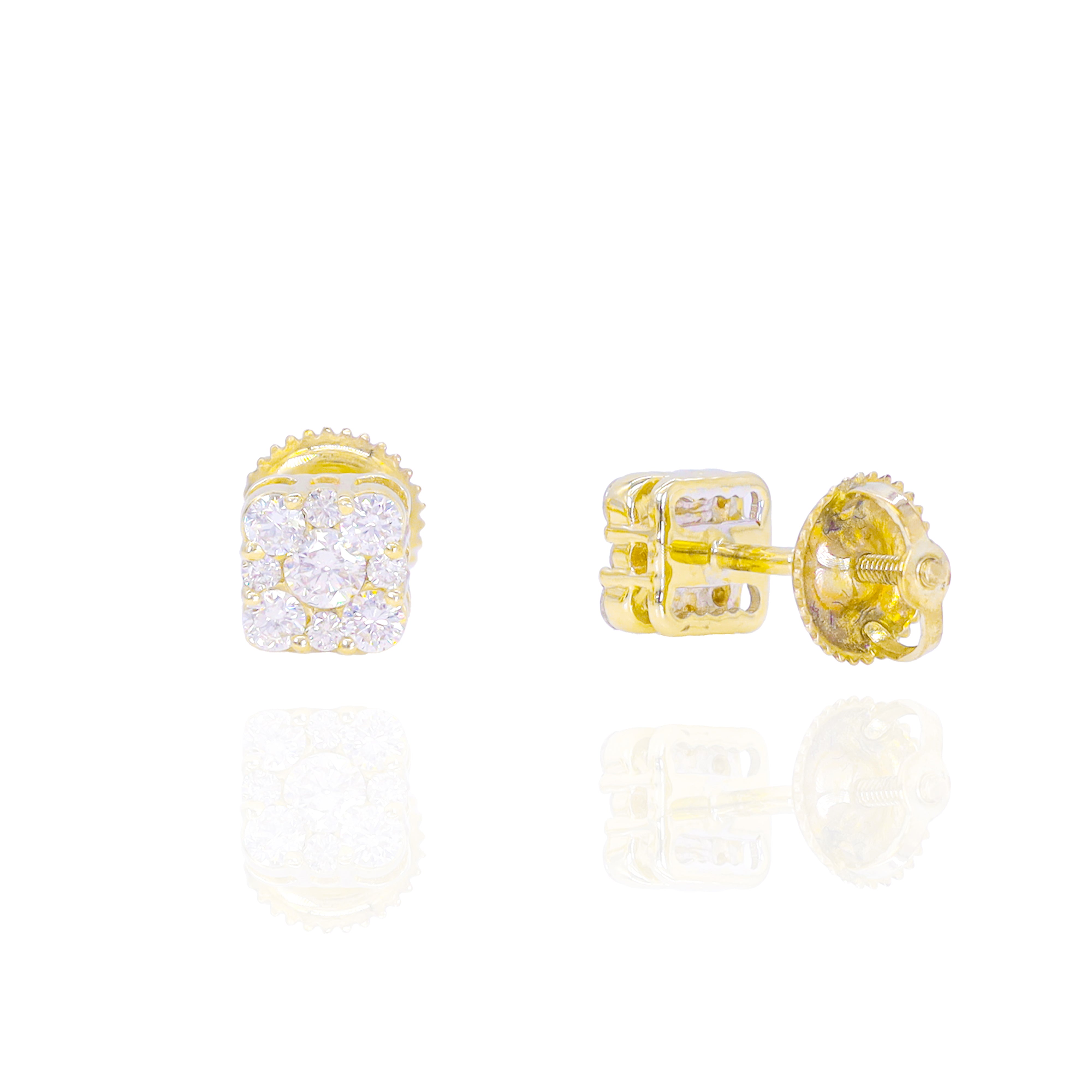 Square Solitaire Cluster Diamond Earrings