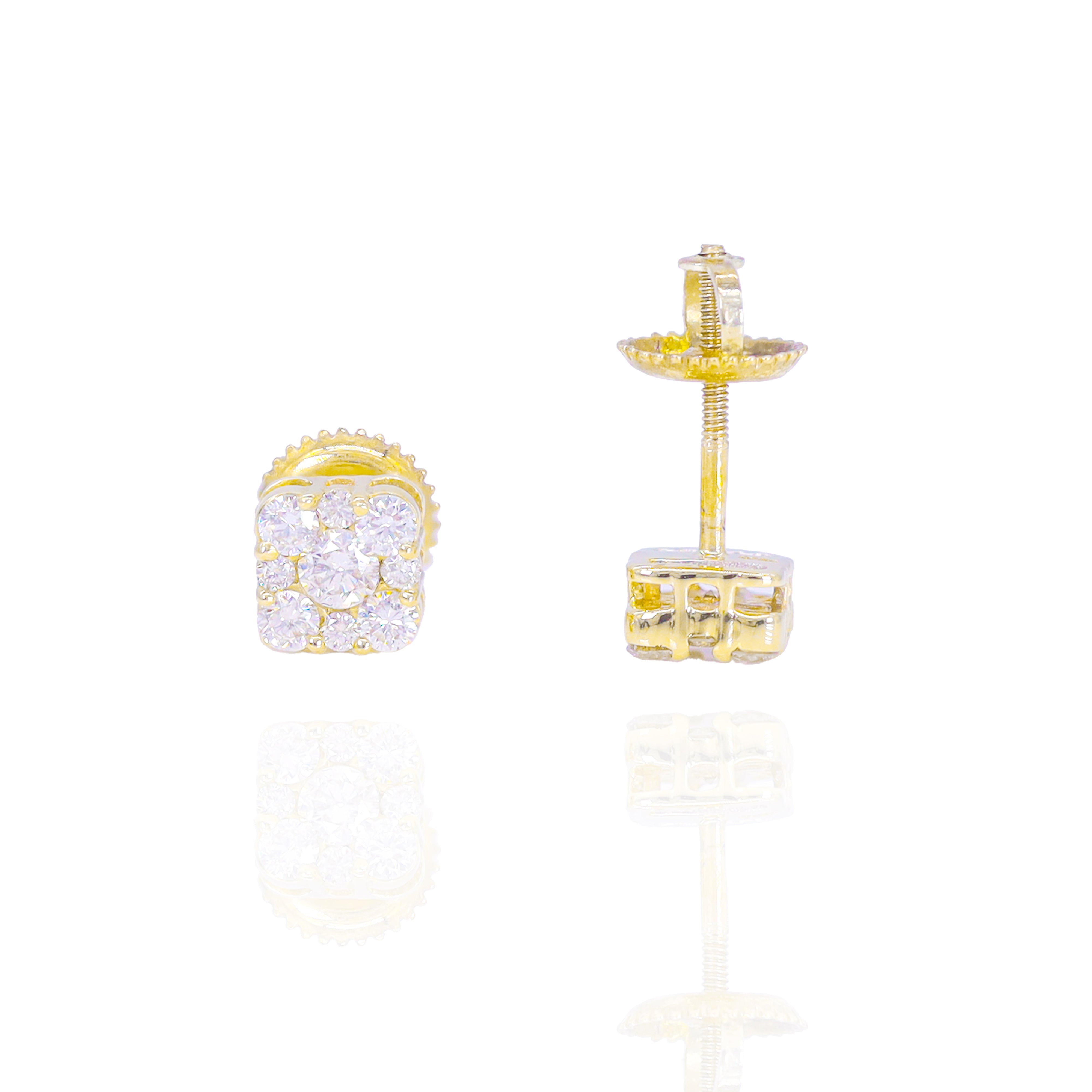 Square Solitaire Cluster Diamond Earrings