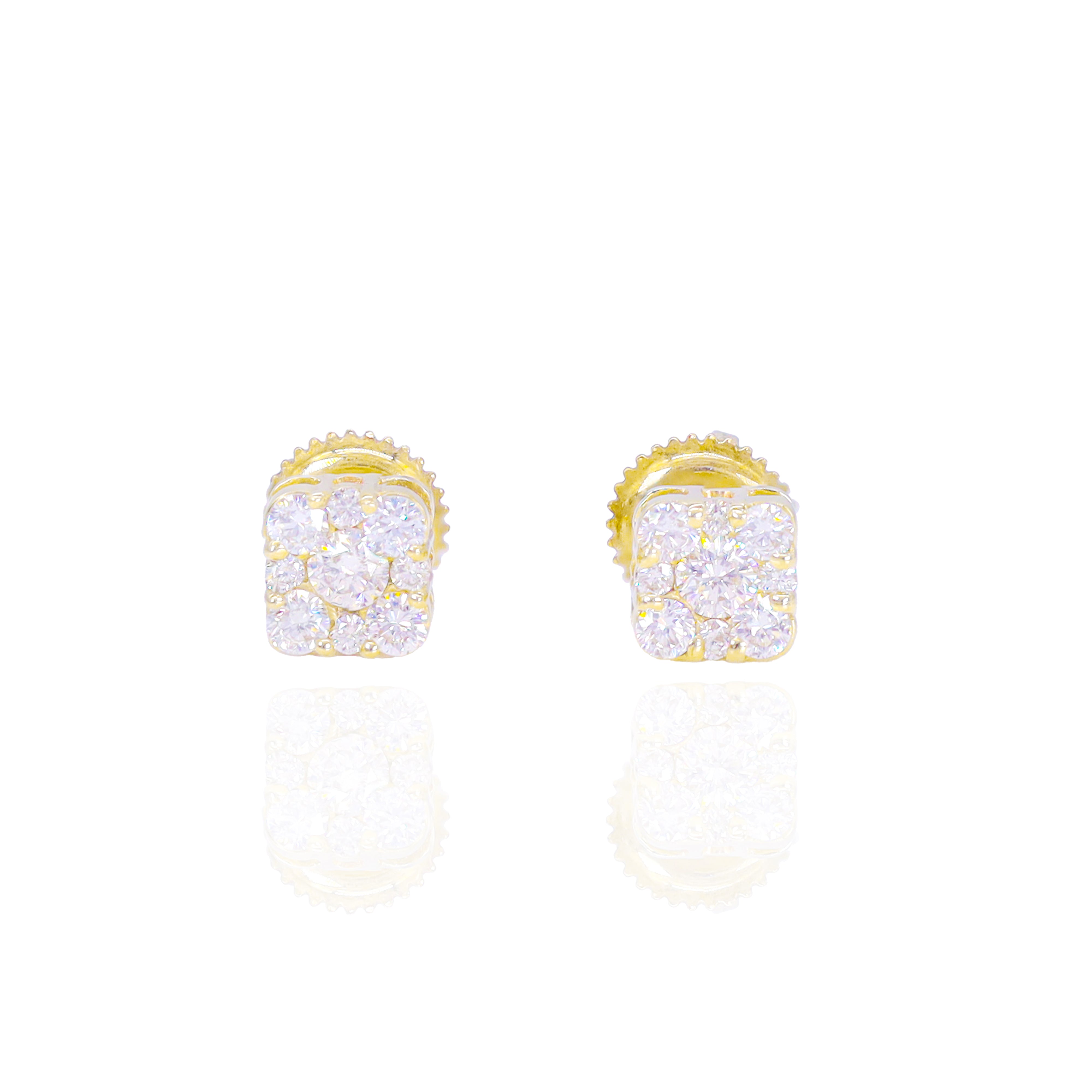 Square Solitaire Cluster Diamond Earrings