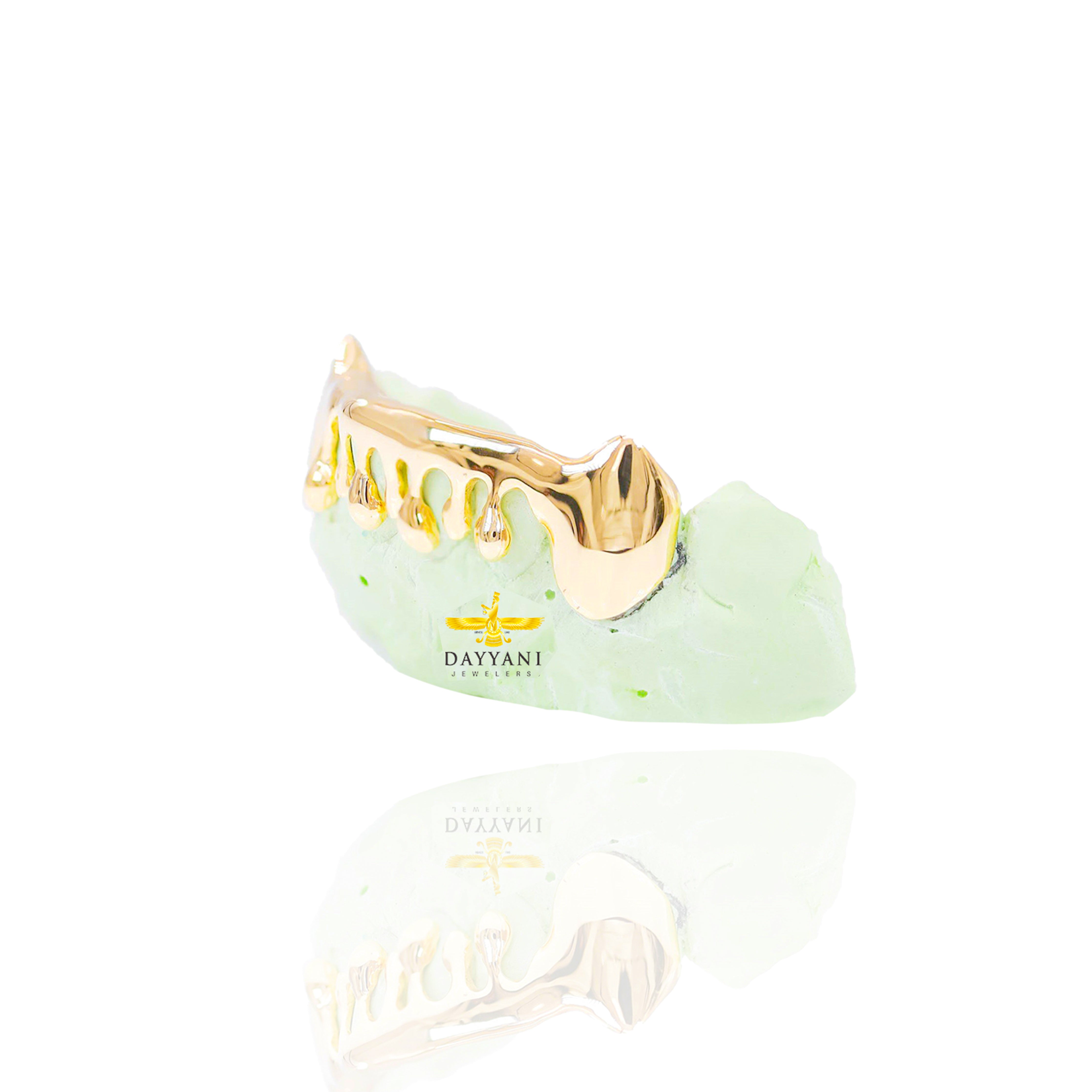 Custom 6 Teeth Drip with Extended Fangs Gold Grillz