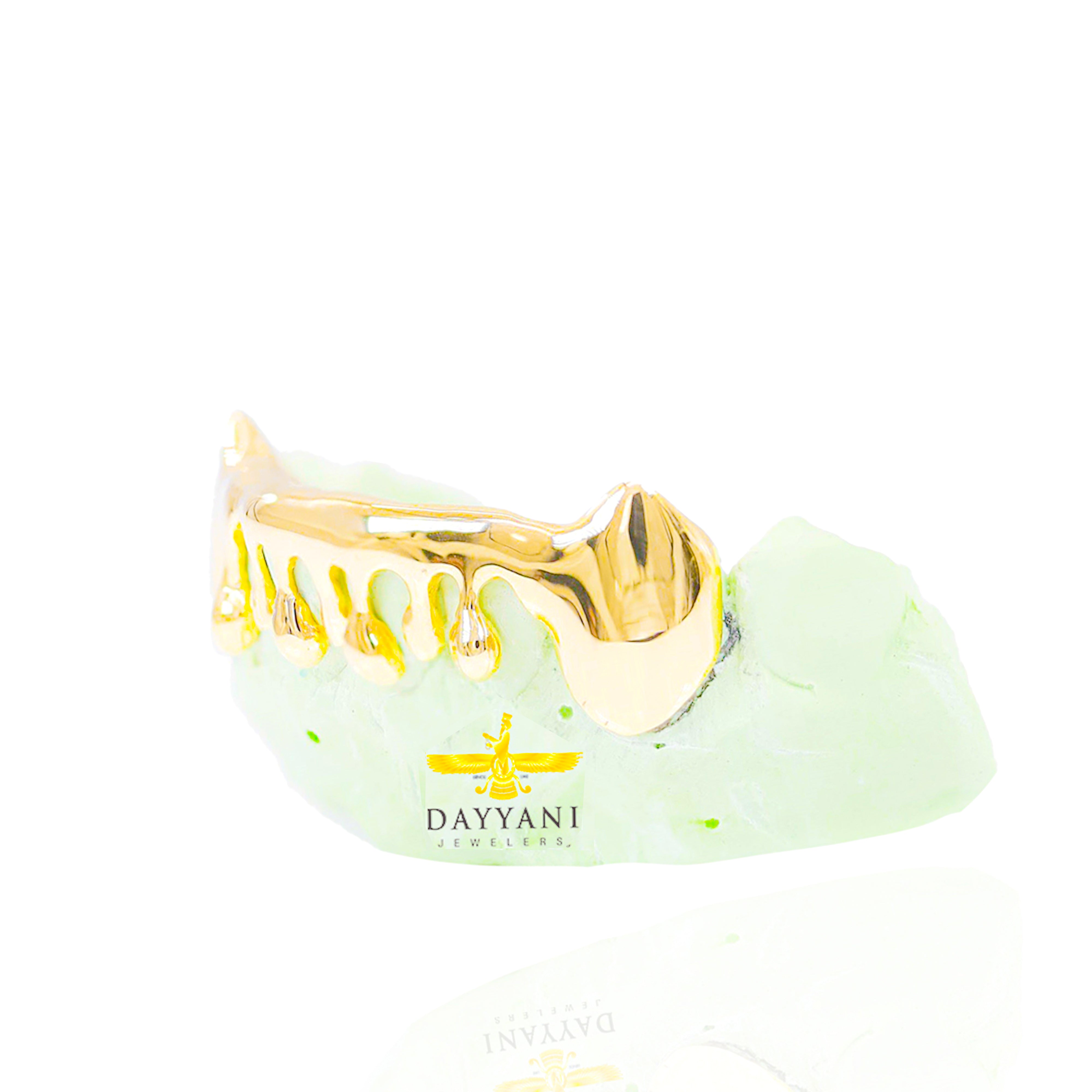 Custom 6 Teeth Drip with Extended Fangs Gold Grillz