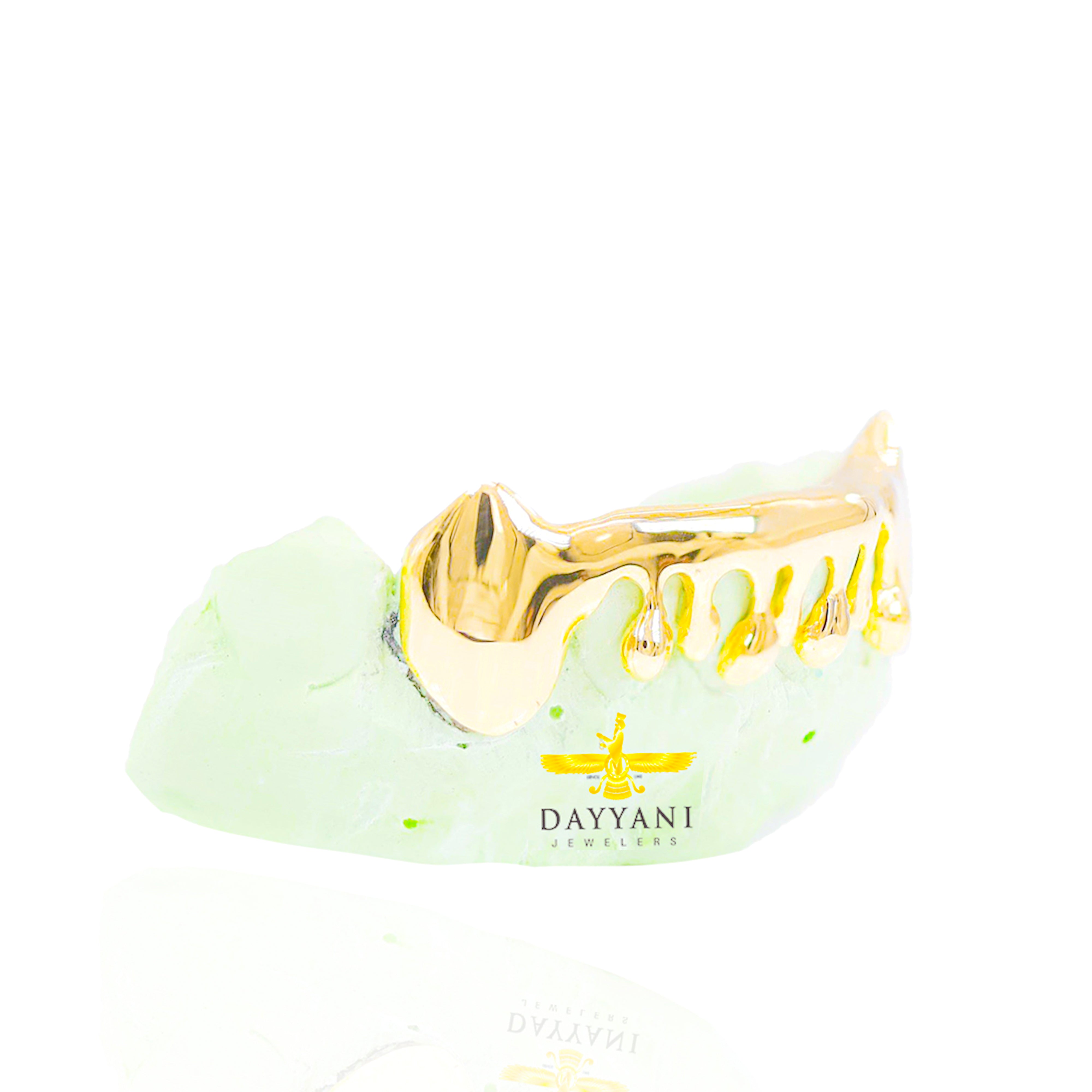 Custom 6 Teeth Drip with Extended Fangs Gold Grillz