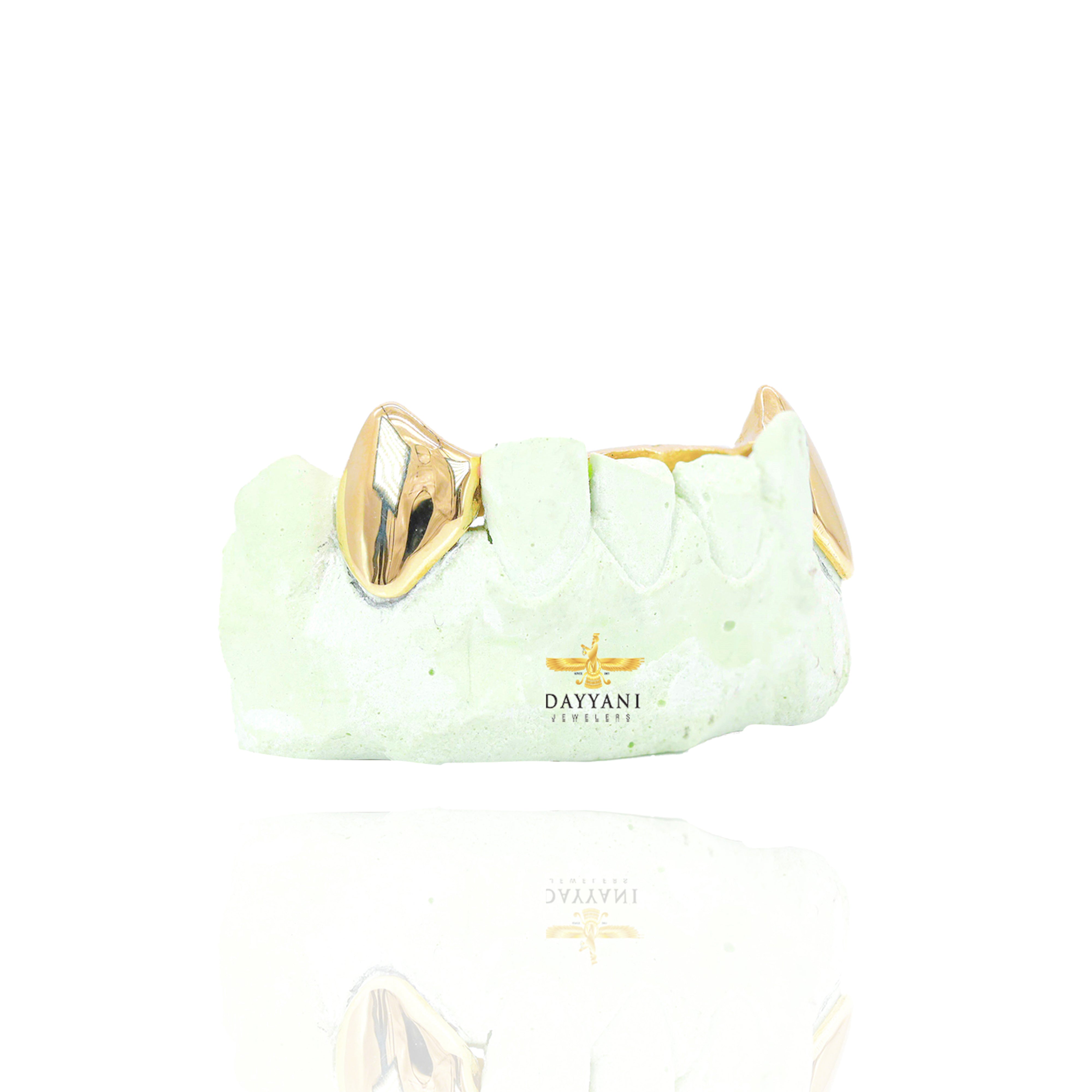 Custom 2 Teeth with Extended Fang Gold Grillz