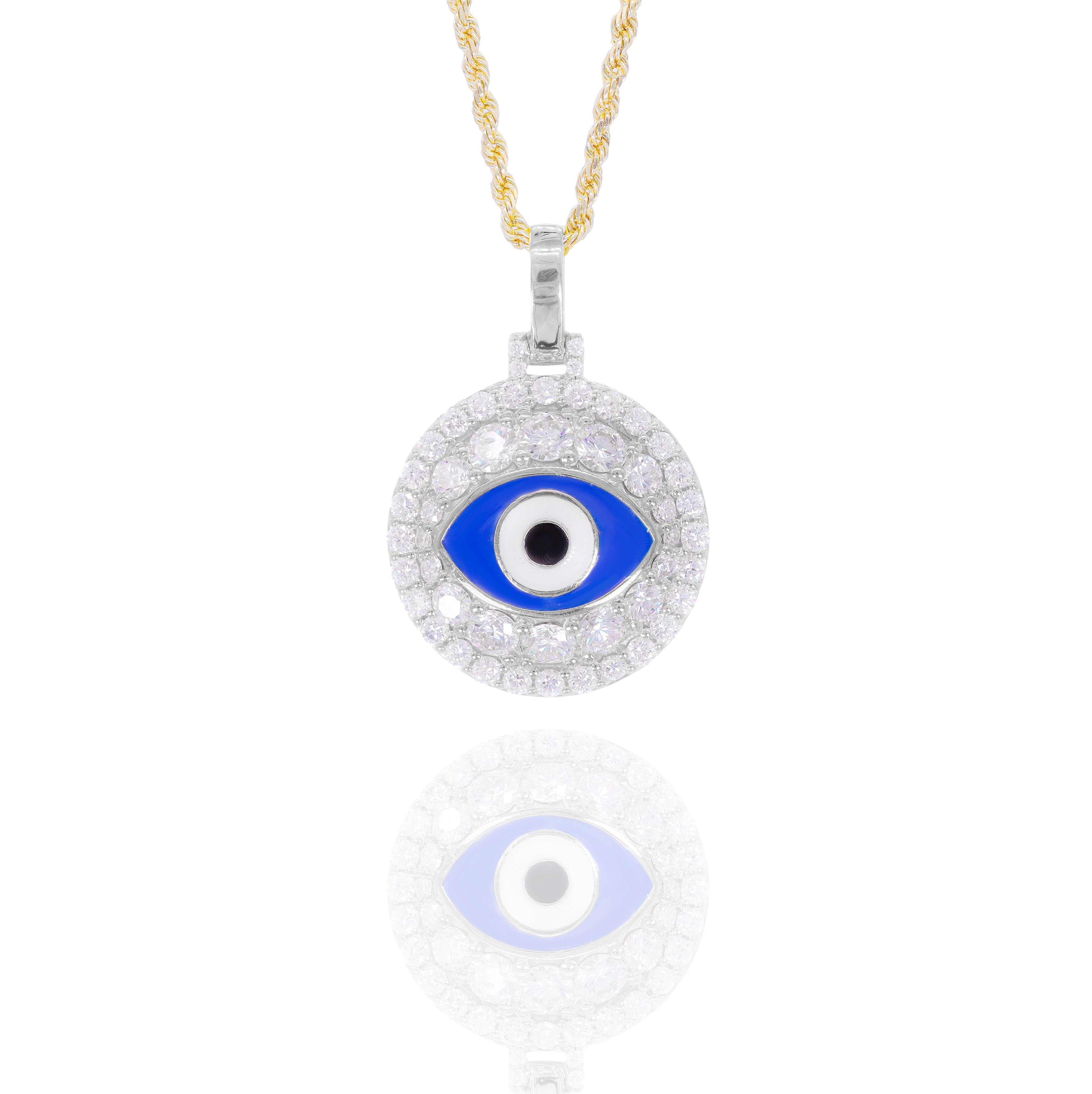 Diamond Evil Eye Pendant with Enamel Eye