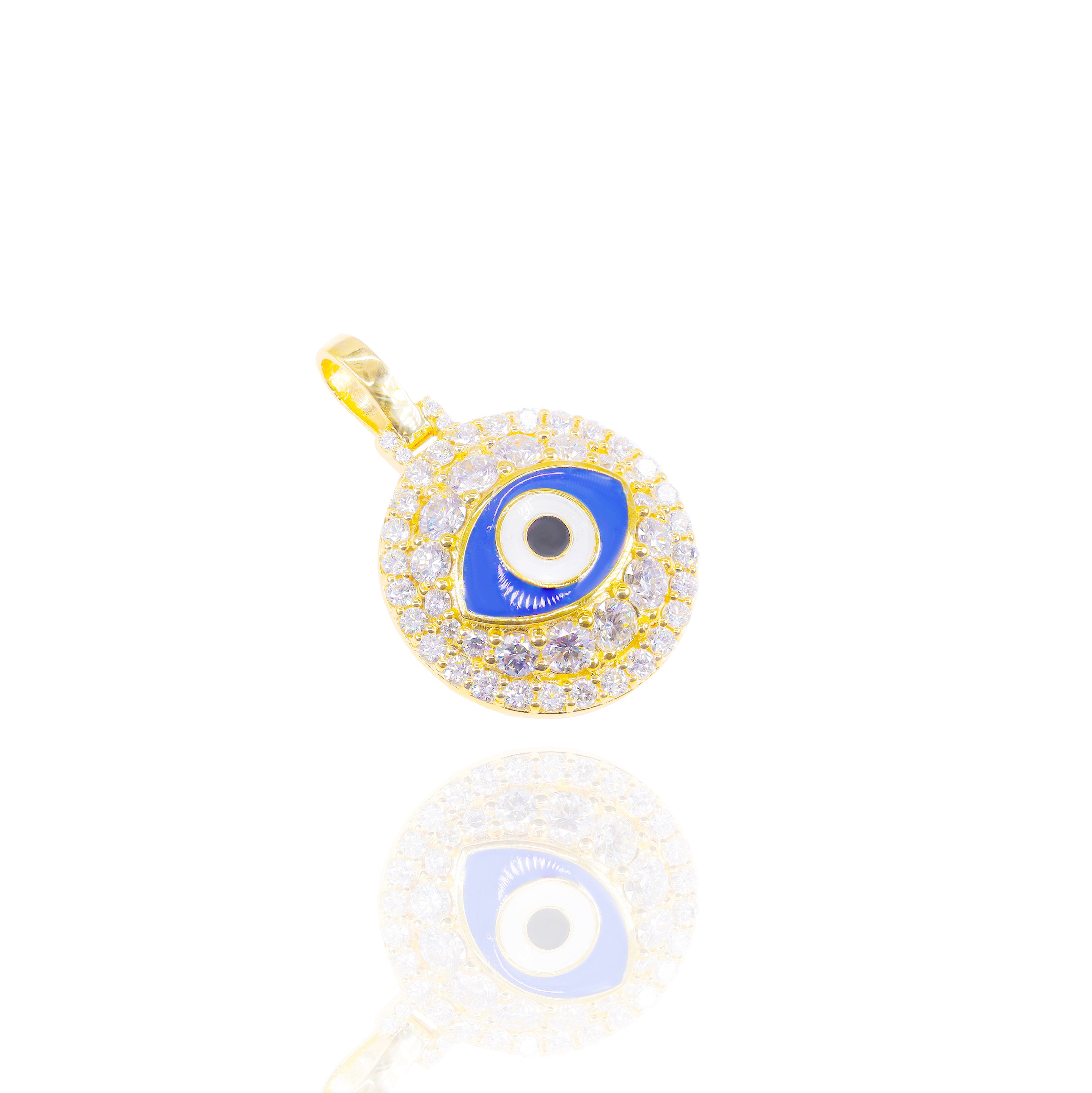 Diamond Evil Eye Pendant with Enamel Eye