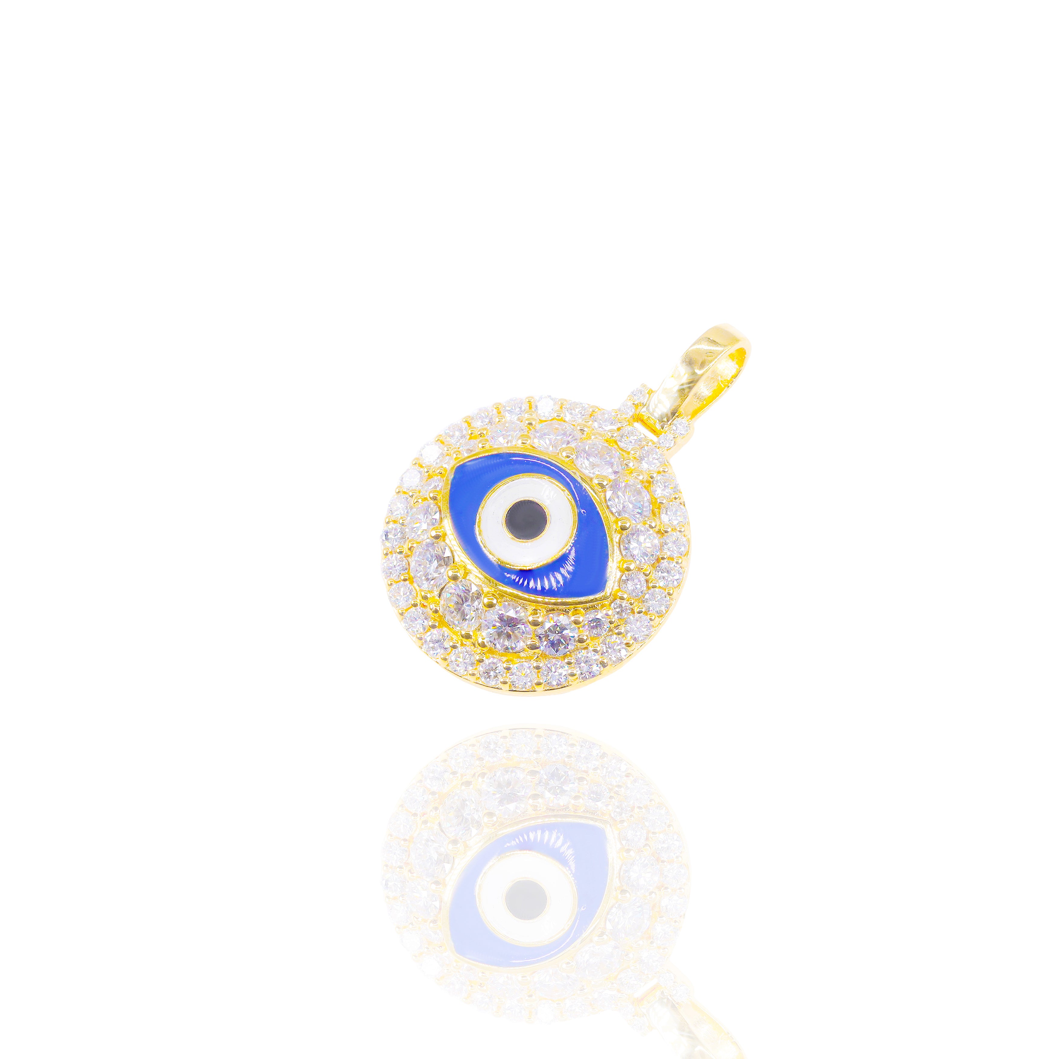 Diamond Evil Eye Pendant with Enamel Eye