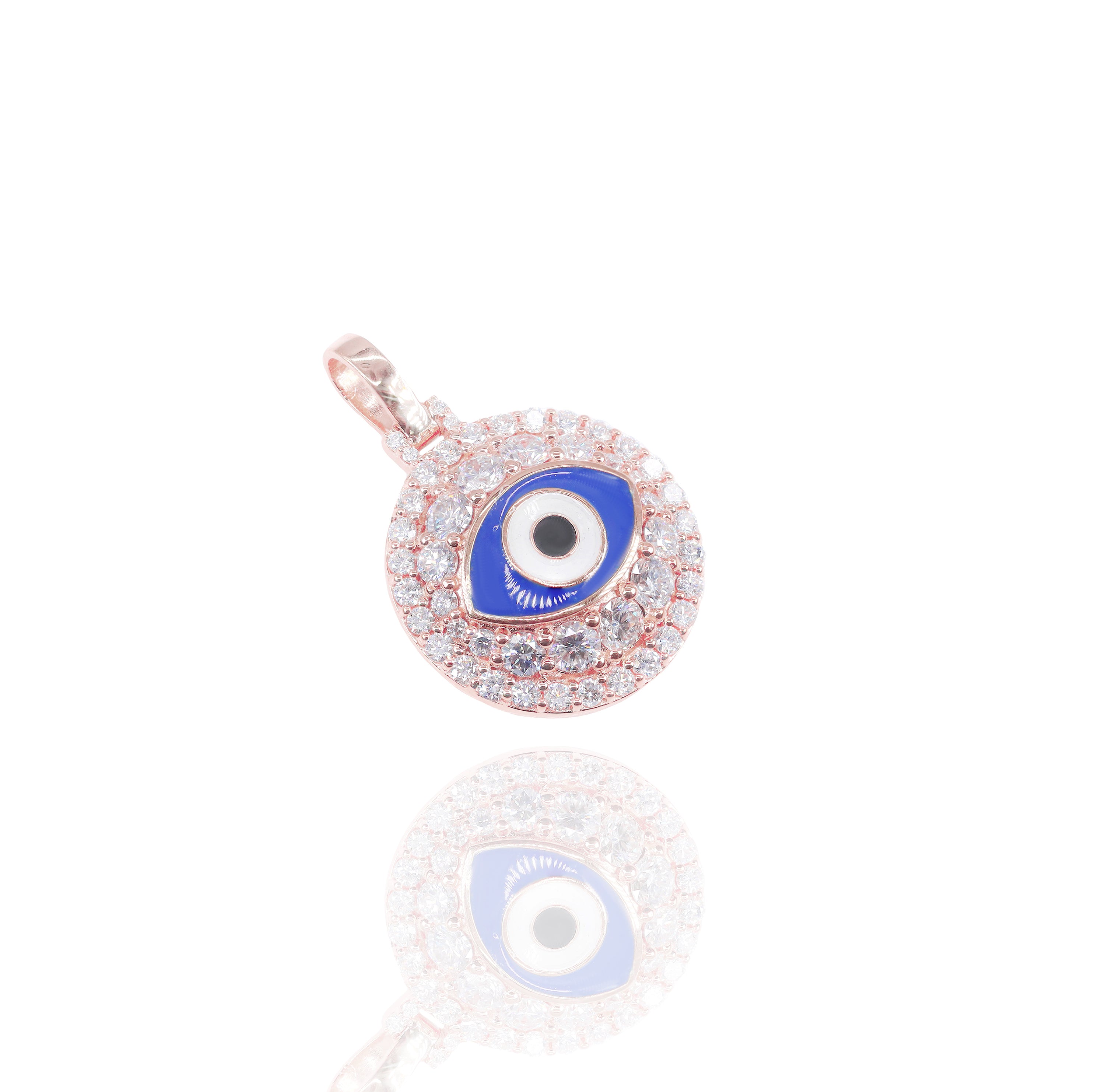Diamond Evil Eye Pendant with Enamel Eye