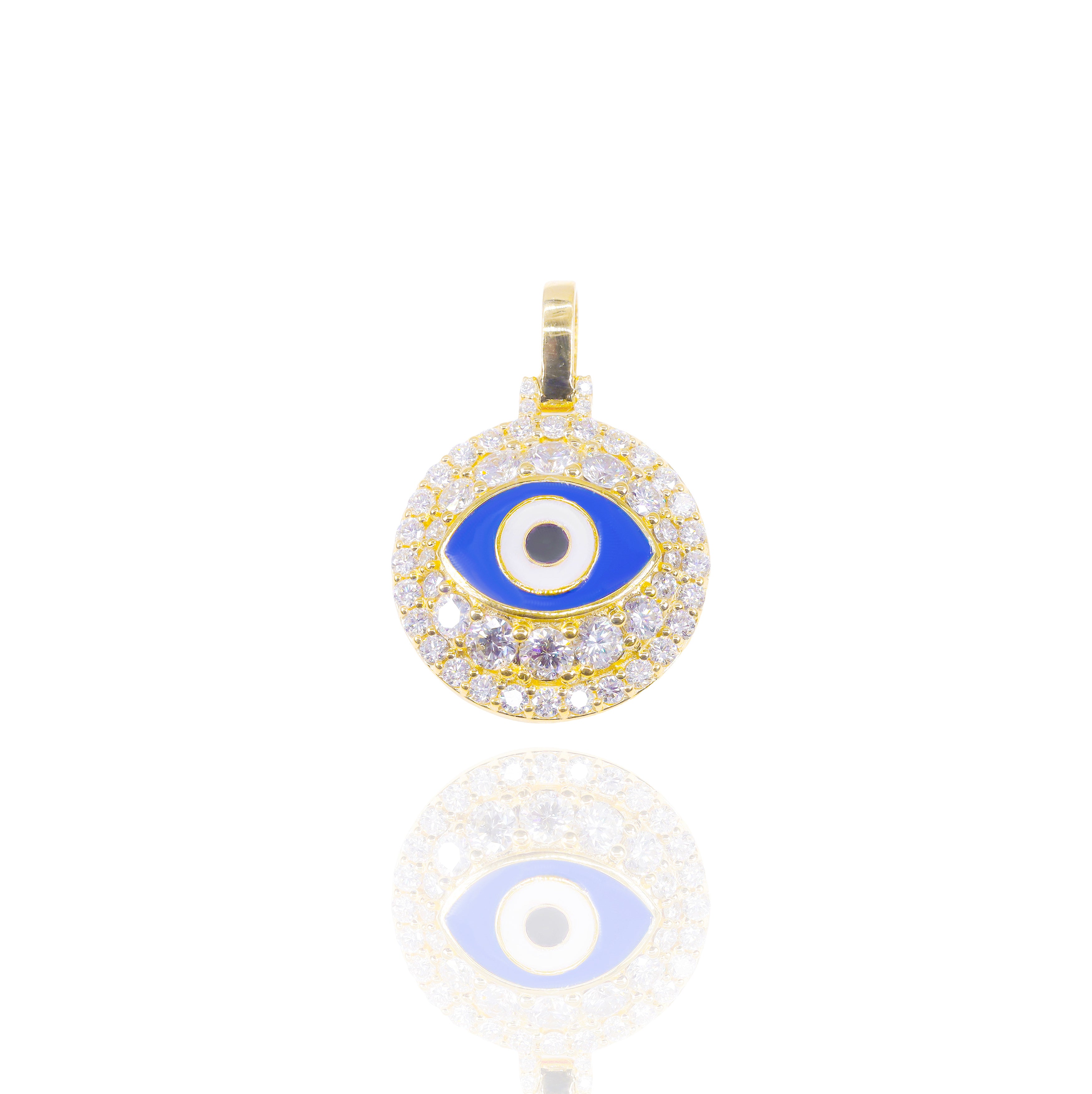 Diamond Evil Eye Pendant with Enamel Eye