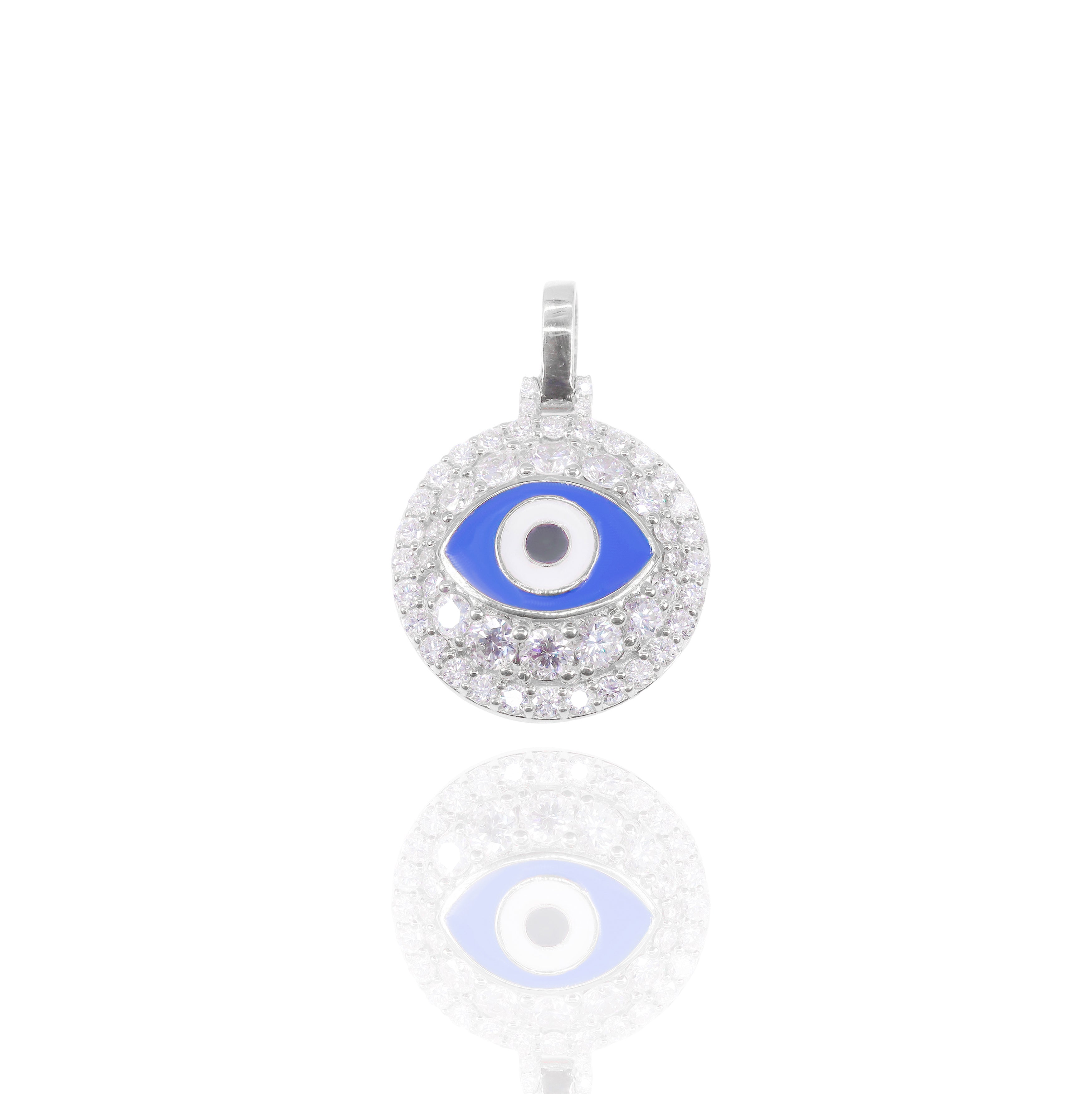 Diamond Evil Eye Pendant with Enamel Eye