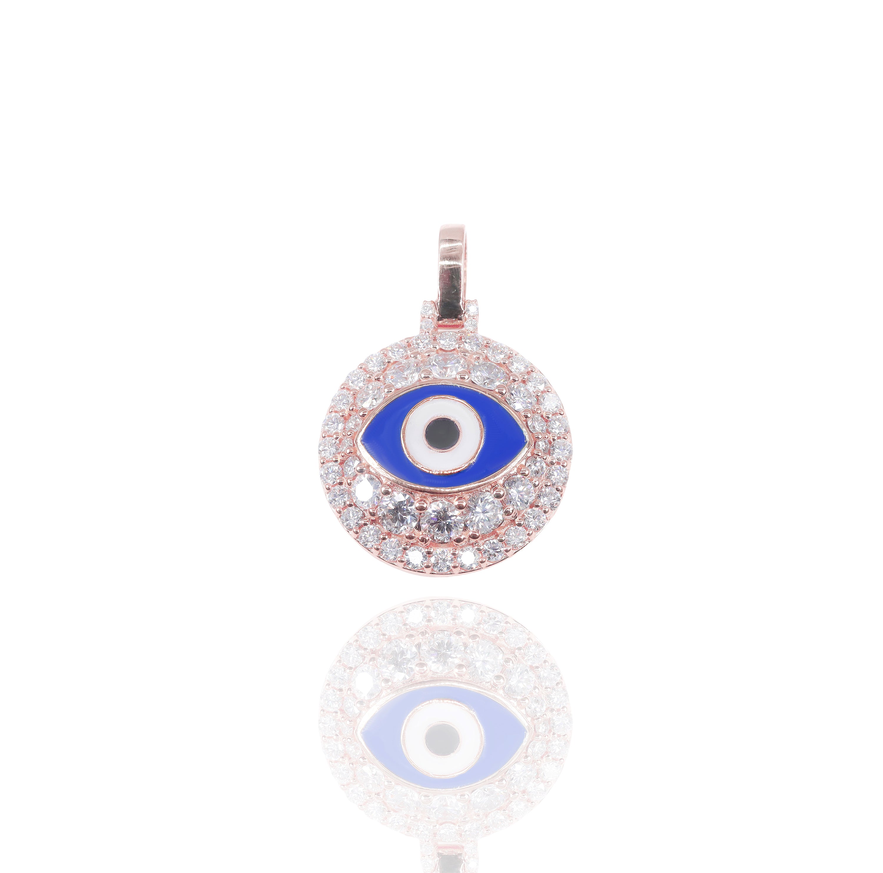 Diamond Evil Eye Pendant with Enamel Eye