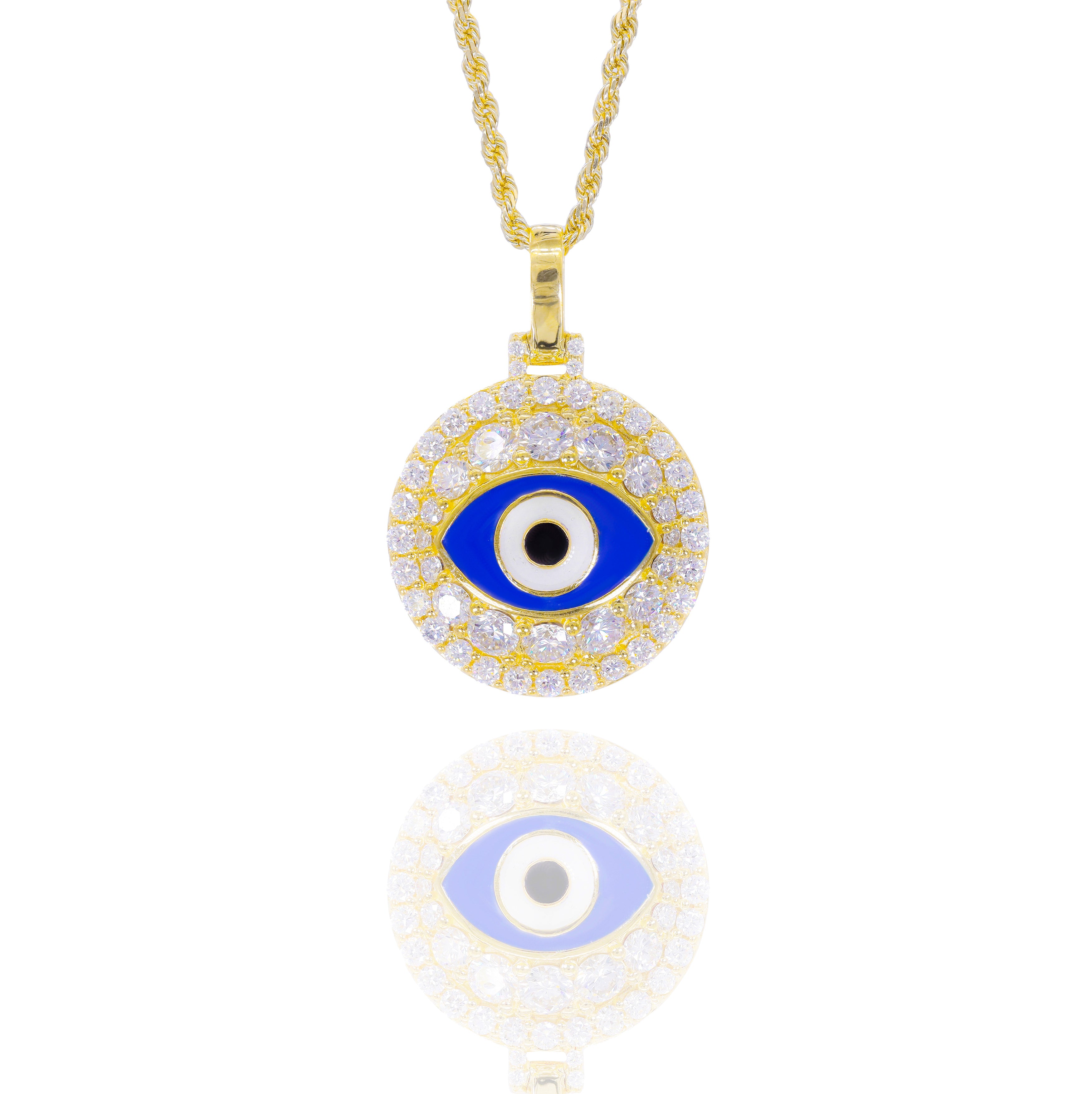 Diamond Evil Eye Pendant with Enamel Eye